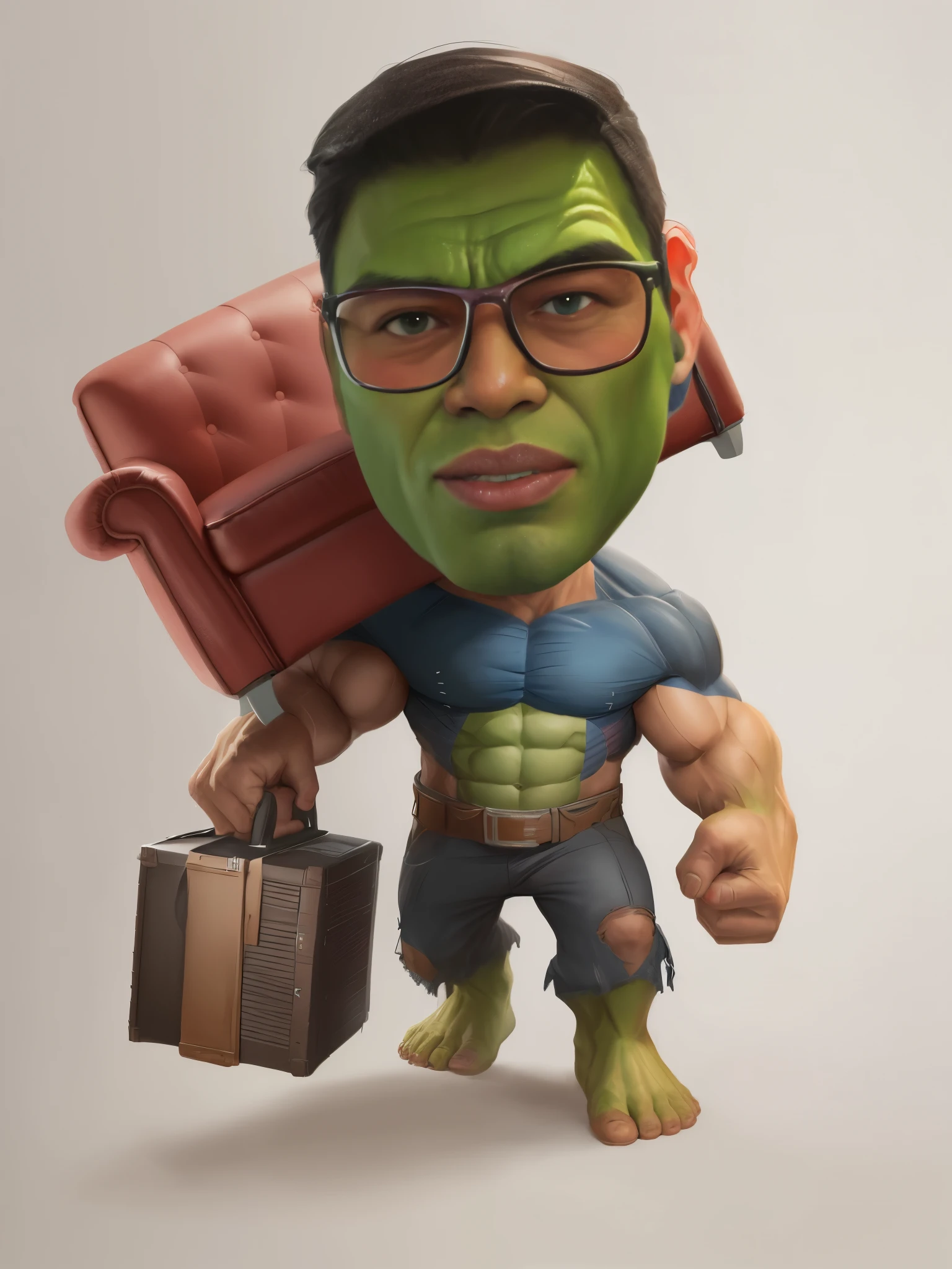 portrait of a man, become hulk, lift the sofa and carry the chair, caricature illustration, in cartoon style, caricature style, portrait, realistic cartoon, cartoon art, an Indonesian portrait, caricature, digital art cartoon, portrait, cartoon art style, family, cartoon style illustration, realistic portrait photo, sty