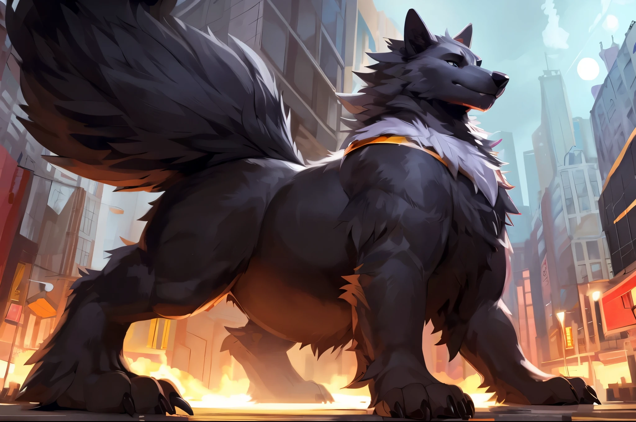 4k ultra quality, 4k full body view,(ultra high detailed body),enomorous wolf, detailed body,by mystikfox61, by glitter trap boy,feral paws, by bebebebebe,by morethreedee, by seibear,(thick thigh),(chubby thigh),thicc thigh,thick legs,chubby legs,thicc legs,massive butt,enomorous thigh,massive thigh,massive legs,thick lower legs,wide legs,(detailed thigh),(wide thigh),fluffy belly,furry belly,sharp nails,((sfw)),(ultra detailed face),detailed eyes,big tail,fluffy tail,(detailed tail),enomorous tail,bigger tail,huge tail,volumetric light,bigger taur body,big lower belly,big paws,(thick paws),fluffy paws,furry paws,enomorous paws,animal focus,(legendary beast),standing,(bigger lower body),strong lower body,(long legs),front view,macro,giga,master works, super fine, 4k resolution, high quality, movie lighting, high picture detail,dark fantasy,beast creature,illusory engine, Masterpiece