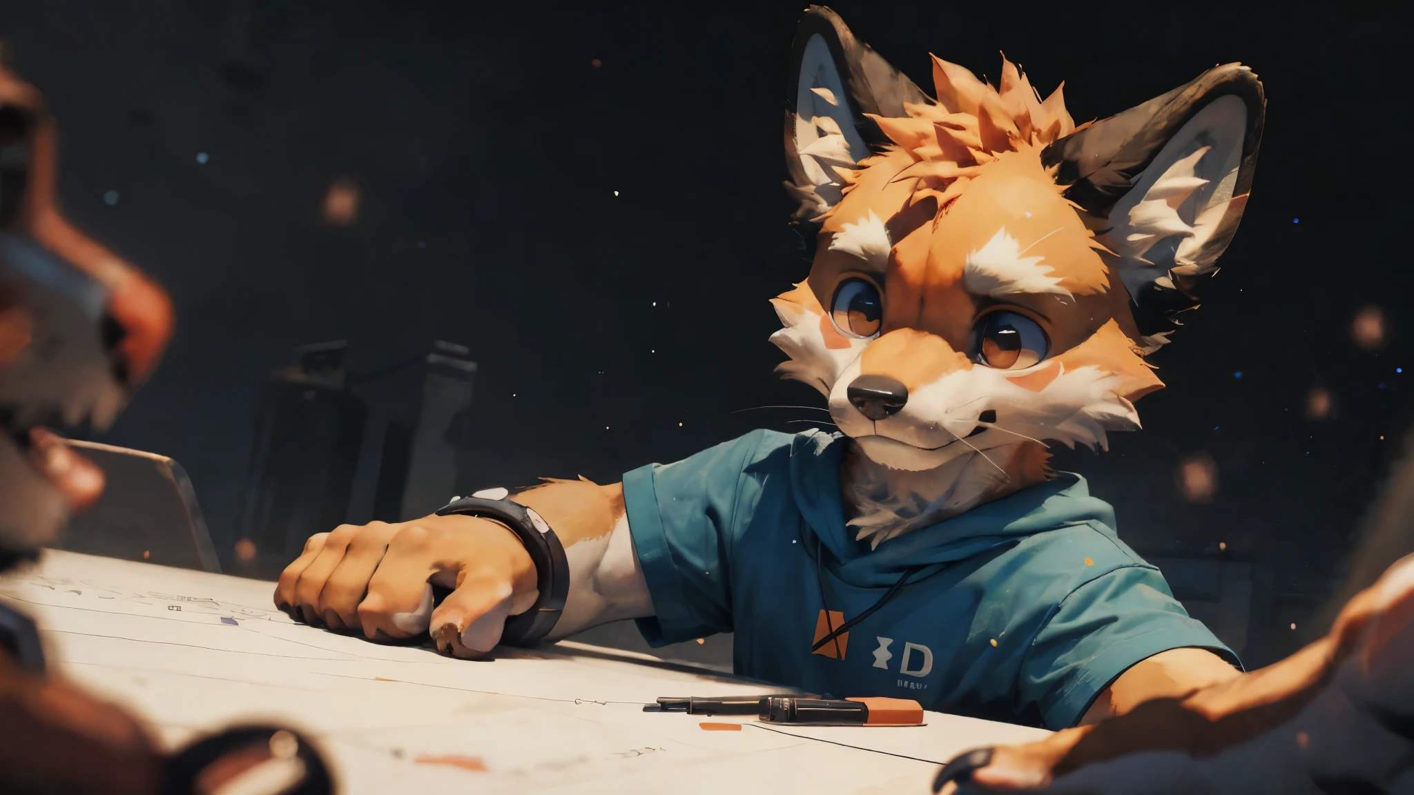 Masterpieces,official art, a shota fox, depth of field, perfect lighting, light particles,(best quality),(masterpiece),(ultra detailed),sharp focus,light particles.