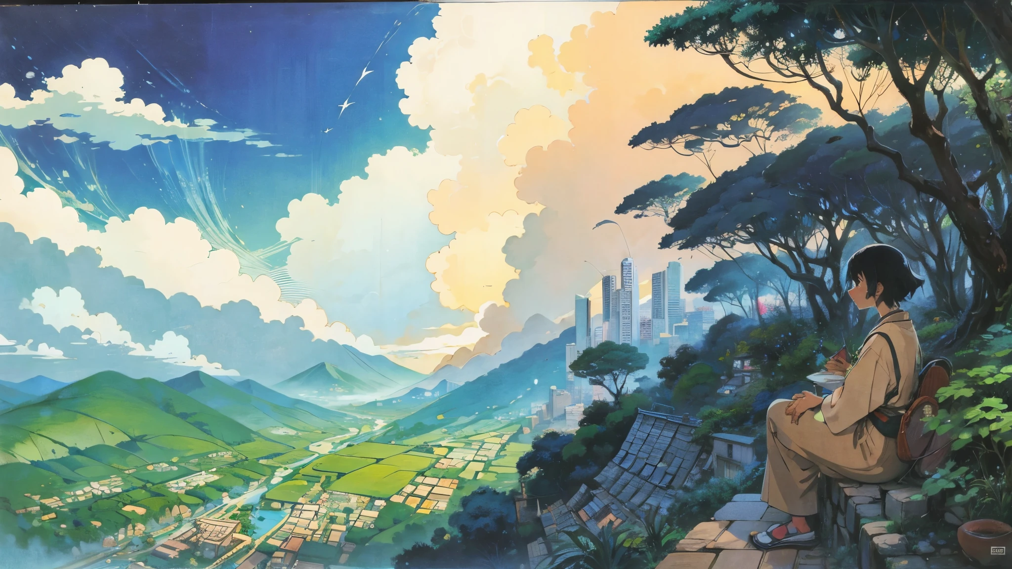 Nairobi depicted in Hayao Miyazaki style