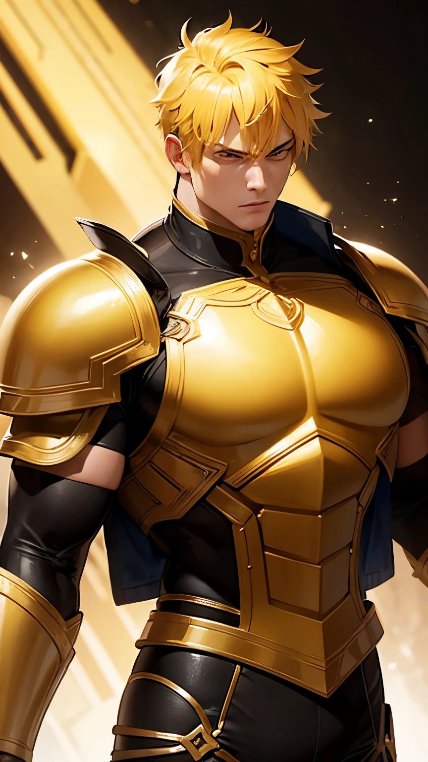 Masterpiece, superior quality, 1 man, yellow hair, giant muscles, armor of light, intimidating face.

Obra maestra de alta calidad, 1 hombre, cabello amarillo intensamente brillante, huge muscles, coraza de luz radiante, cara intimidante y expresiva.

A high-quality masterpiece, 1 man with radiant yellow hair and impressive muscles wears a shining armor of light, projecting an intimidating and expressive face.