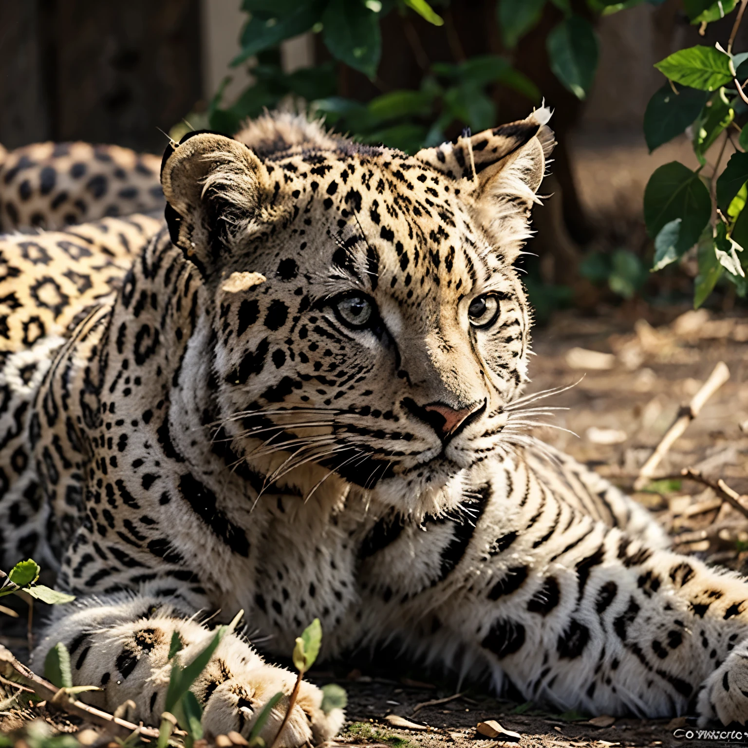 Genera un leopardo blanco animado