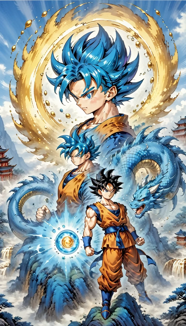 (best quality,4k,8k,high resolution,masterpiece:1.2),Super detailed,(actual,photoactual,photo-actual:1.37),illustration,dragon ball,figure,Wukong,vegnette,robust,Saiyan,fighting,energy beam,Action packed,史诗般的fighting,martial arts,Explosive force level,flight,gas explosion,Transformation,Characteristic hairstyle,muscular,otherworldly existence,fantasy,venture,superhuman strength,Supernatural abilities,angry,Axia,Namexians,robot,fighting championship,galactic conquest,cosmic threat,evil villain,The ultimate warrior,Orbital energy attack,dynamic poses,rich and colorful,shining,eye-catching,high-energy,Explosive effect,Orin Temple,dragon balls,deformation,interesting,good and evil,Teamwork,loyalty,destiny,immortal,lasting legacy,A symbol of power,The spirit of never giving up,Heroes who save the earth,larger than life,Legend,Engaging narrative,Fast-paced,Rapid heartbeat,universe-altering ventures,Dream of becoming the strongest warrior.