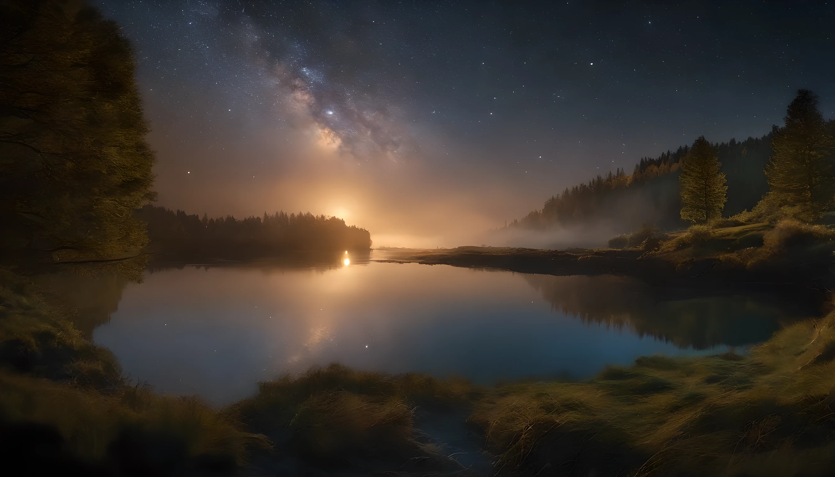 paysage ciel nuit , etoile, Realism, Realism, atmospheric perspective, UHD, masterpiece, highres, best quality, 8k