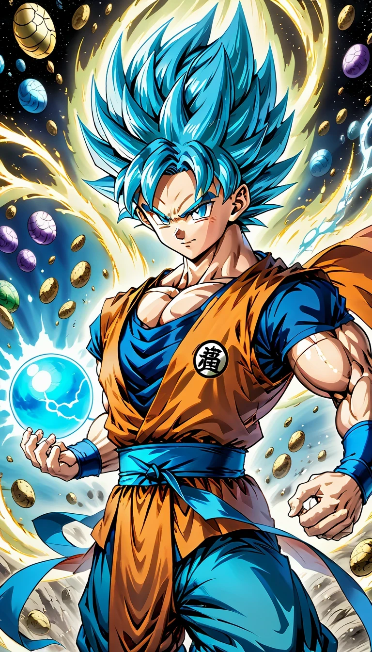 (best quality,4k,8k,high resolution,masterpiece:1.2),Super detailed,(actual,photoactual,photo-actual:1.37),illustration,dragon ball,figure,Wukong,vegnette,robust,Saiyan,fighting,energy beam,Action packed,史诗般的fighting,martial arts,Explosive force level,flight,gas explosion,Transformation,Characteristic hairstyle,muscular,otherworldly existence,fantasy,venture,superhuman strength,Supernatural abilities,angry,Axia,Namexians,robot,fighting championship,galactic conquest,cosmic threat,evil villain,The ultimate warrior,Orbital energy attack,dynamic poses,rich and colorful,shining,eye-catching,high-energy,Explosive effect,Orin Temple,dragon balls,deformation,interesting,good and evil,Teamwork,loyalty,destiny,immortal,lasting legacy,A symbol of power,The spirit of never giving up,Heroes who save the earth,larger than life,Legend,Engaging narrative,Fast-paced,Rapid heartbeat,universe-altering ventures,Dream of becoming the strongest warrior.