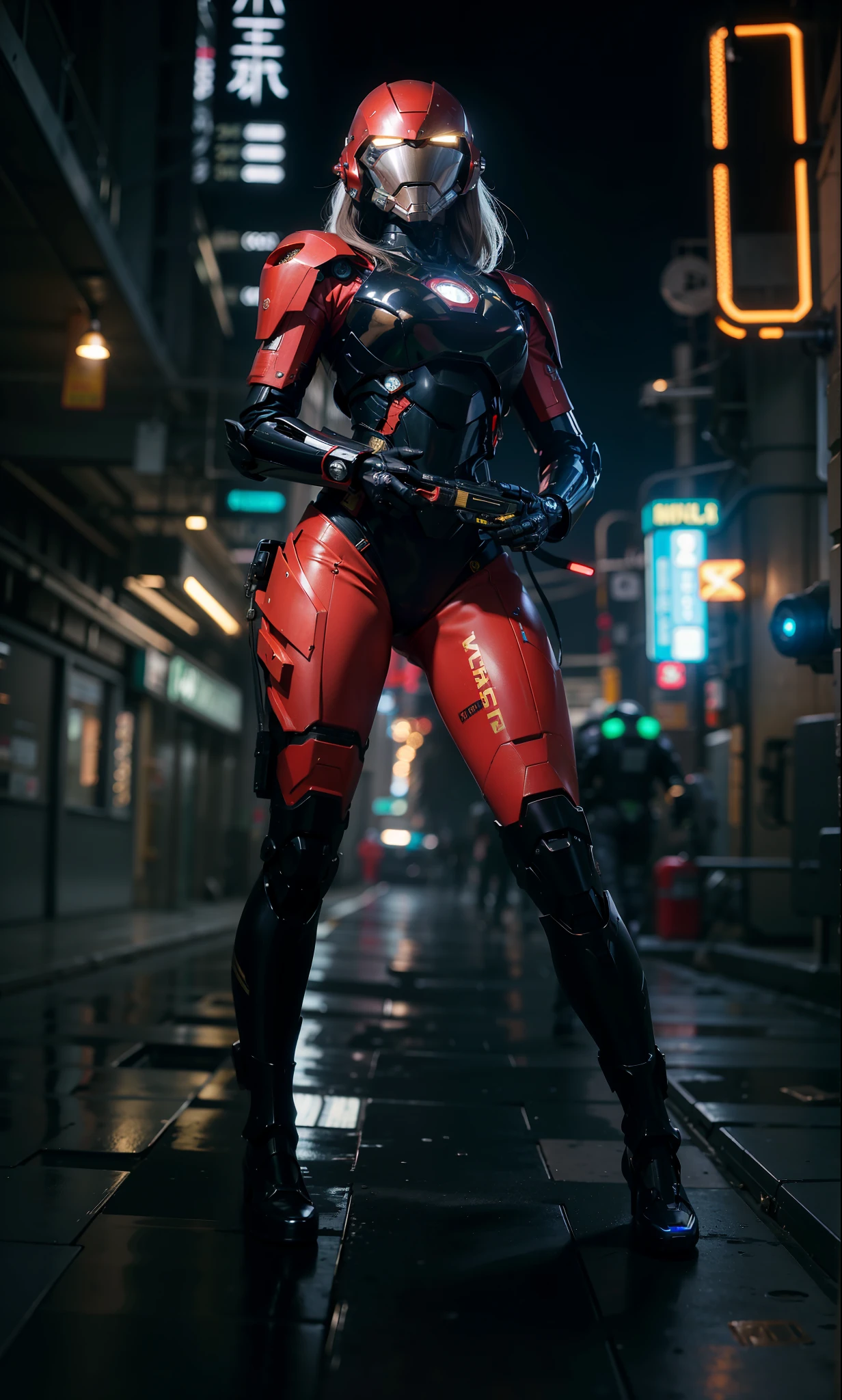 best quality,gold jewelry,fairy skin,(every time :1.2),Everlasting,super detailed,actual,high quality,lighting,Ray tracing,ultra high definition,upper body, Future Iron Man mecha,Film shooting,Battery,Launching equipment,large caliber artillery,Rostland 8k,Mecha Cyber Armored Tank Girl,Wearing a cyberpunk stamina helmet,Wearing a glowing space helmet,High-tech motorcycle helmet,Has a breathing light,The armor of the future shines,Armed electromagnetic gun,Mecha style,black gloves