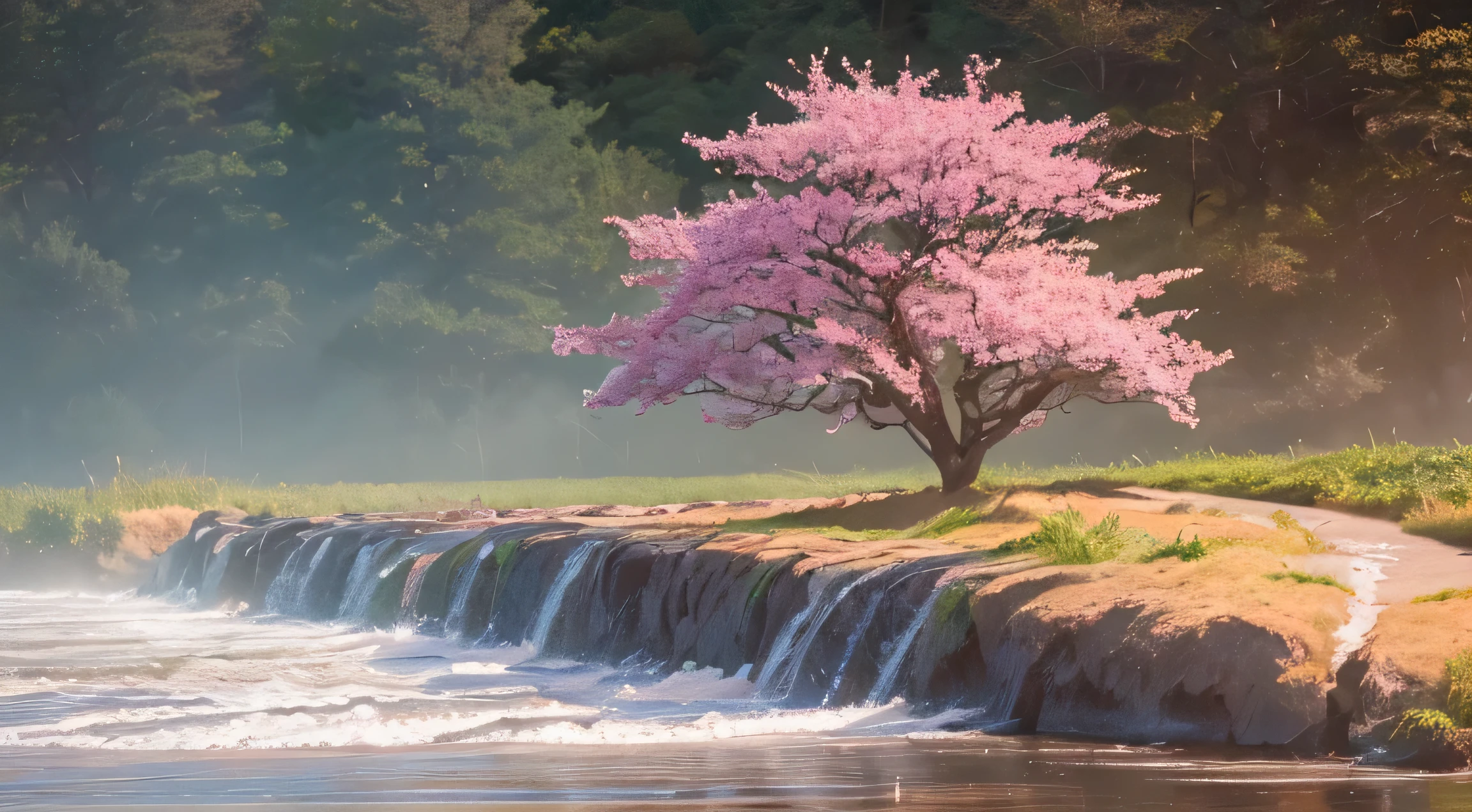 (highest quality),(masterpiece),(超become familiar withな),(高度にbecome familiar withな),(非常にbecome familiar withな),theme: cherry blossoms in full bloom、cherry blossoms、anime background illustration: RAW photo. solve: 4000×3000 pixels. color palette: soft pastel and bright colors. Feeling: Calm, Whimsical, and invite. composition: A balanced composition with a focal point that brings out foreground elements. lit: kind, Diffuse lighting with subtle changes in brightness. style: become familiar with: cherry blossoms in full bloomなどの要素を含む, rich green, cozy building, and the winding road. Inspiration: anime scenery, fantasy world, quiet natural environment. Camera setup: none (that&#39;With digital illustrations). Other notes: Pay attention to the atmosphere, Objects that are far away appear brighter、become familiar withが不明瞭になる. Add a foreground layer to incorporate depth, midway point, and background elements. Use soft brush strokes and blending techniques、Creates a fantastical and magical atmosphere。. Consider adding magical or fantasy elements, floating islands hang on., Whimsical creatures, or a glowing orb. Include small details like birds, butterfly, Fallen leaves add movement and life. experiment with different textures, rough bark, Smooth water surface, hang on.. Incorporating natural elements、evokes a sense of tranquility and harmony。