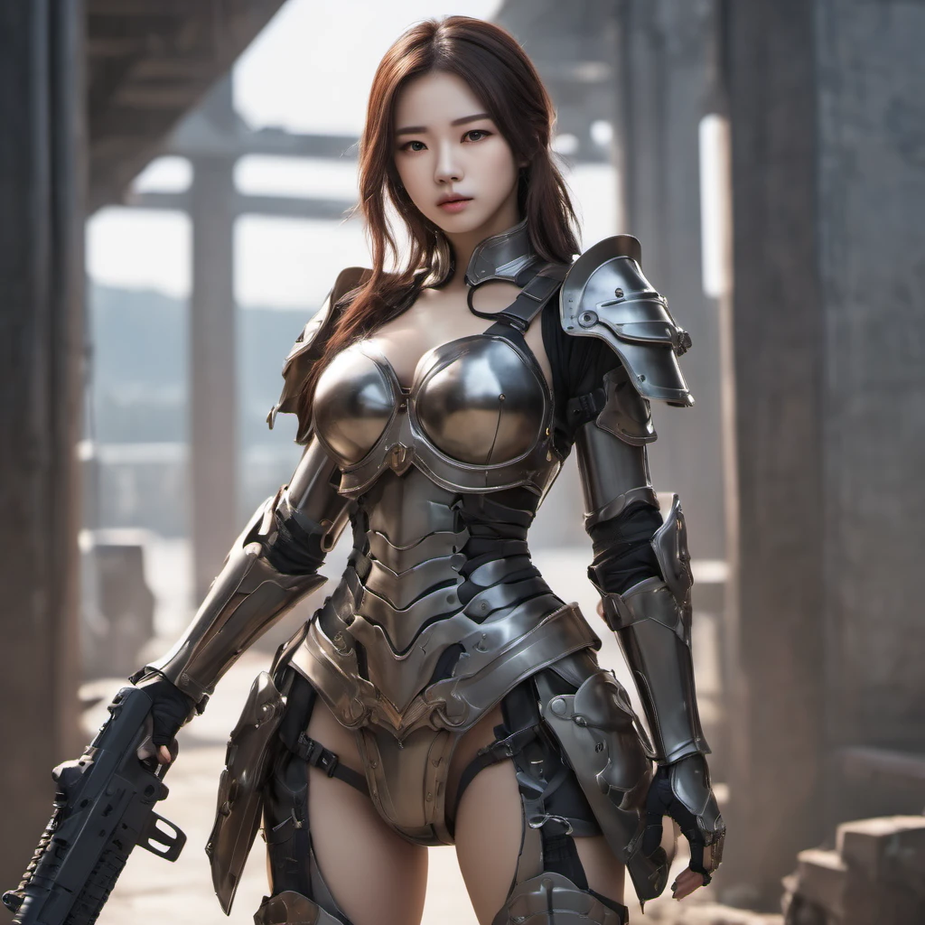 a soldier girl ,korean,armors,serious,charp focus,best quality,better look,