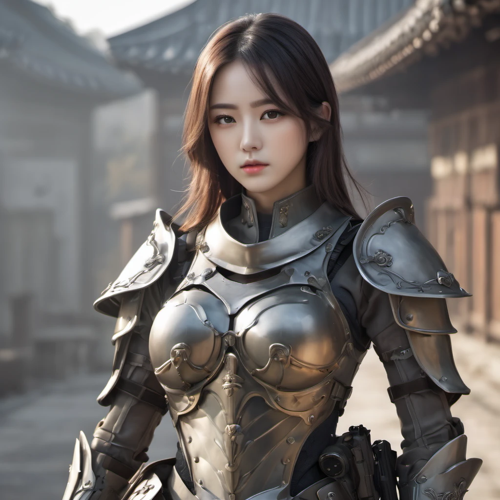 a soldier girl ,korean,armors,serious,charp focus,best quality,better look,