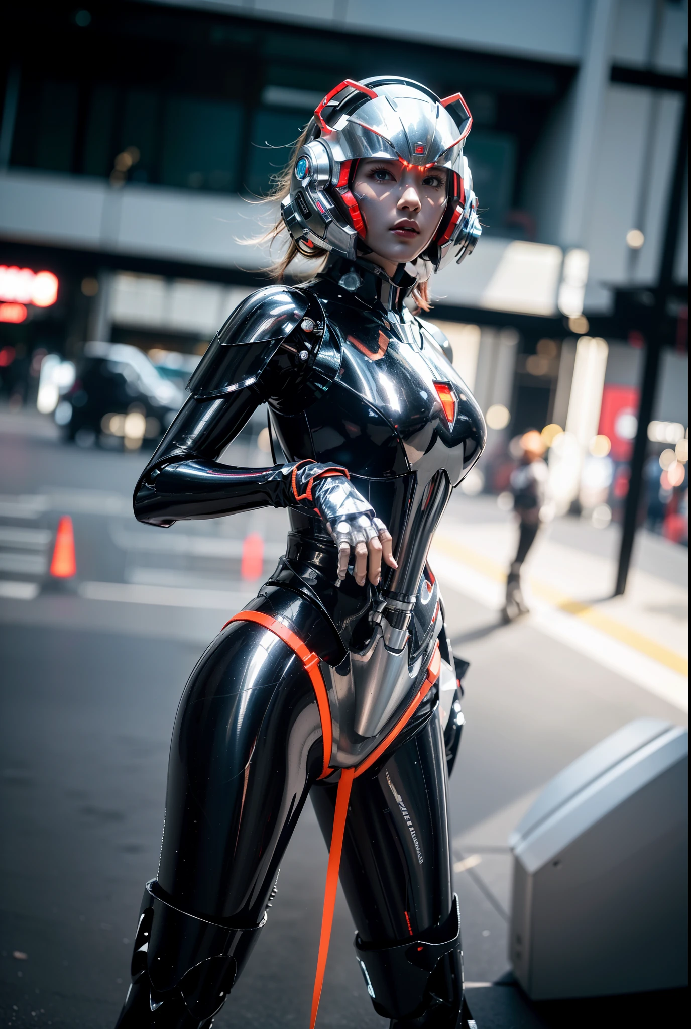 futuristic high tech style，best quality,fairy skin,(every time :1.2),Everlasting,super detailed,actual,high quality,light,Ray tracing,ultra high definition,Upper body, Future Iron Man mecha，shooting，Battery，Launching equipment，large caliber artillery，Rostland 8K，Mecha Cyber Armor Girl,Wearing a cyberpunk technology helmet，Star Warframe Helmet，With breathing light，The armor of the future shines，armed cannon，high-tech armor，Perspective mechanical parts，wear gloves