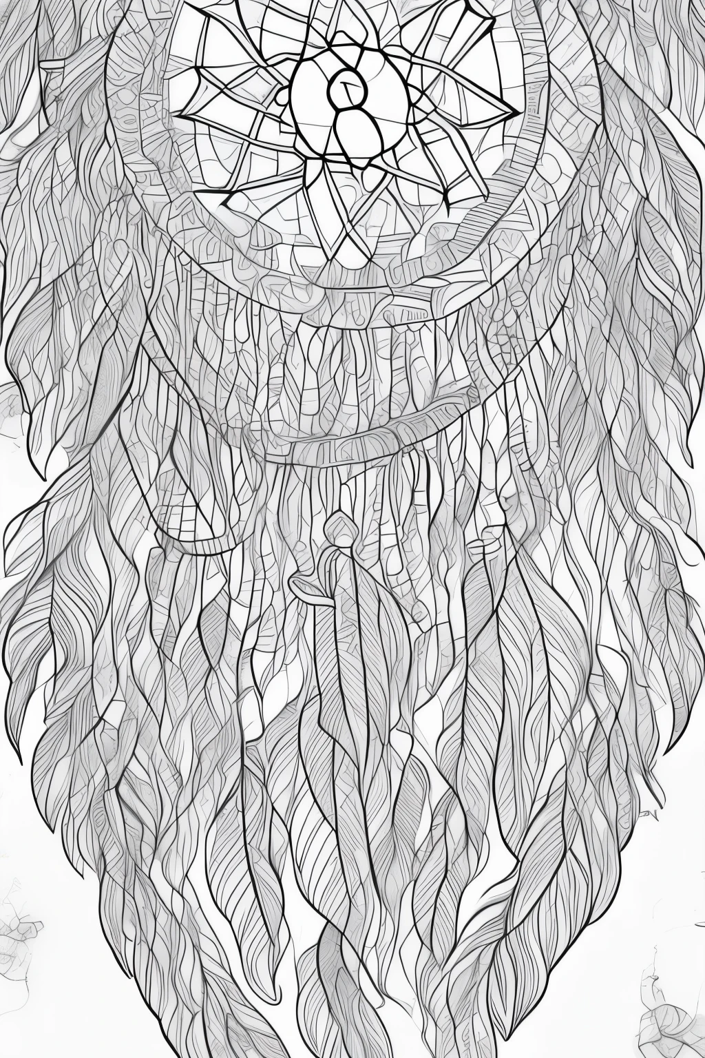 dream catcher with beads and feathers coloring page