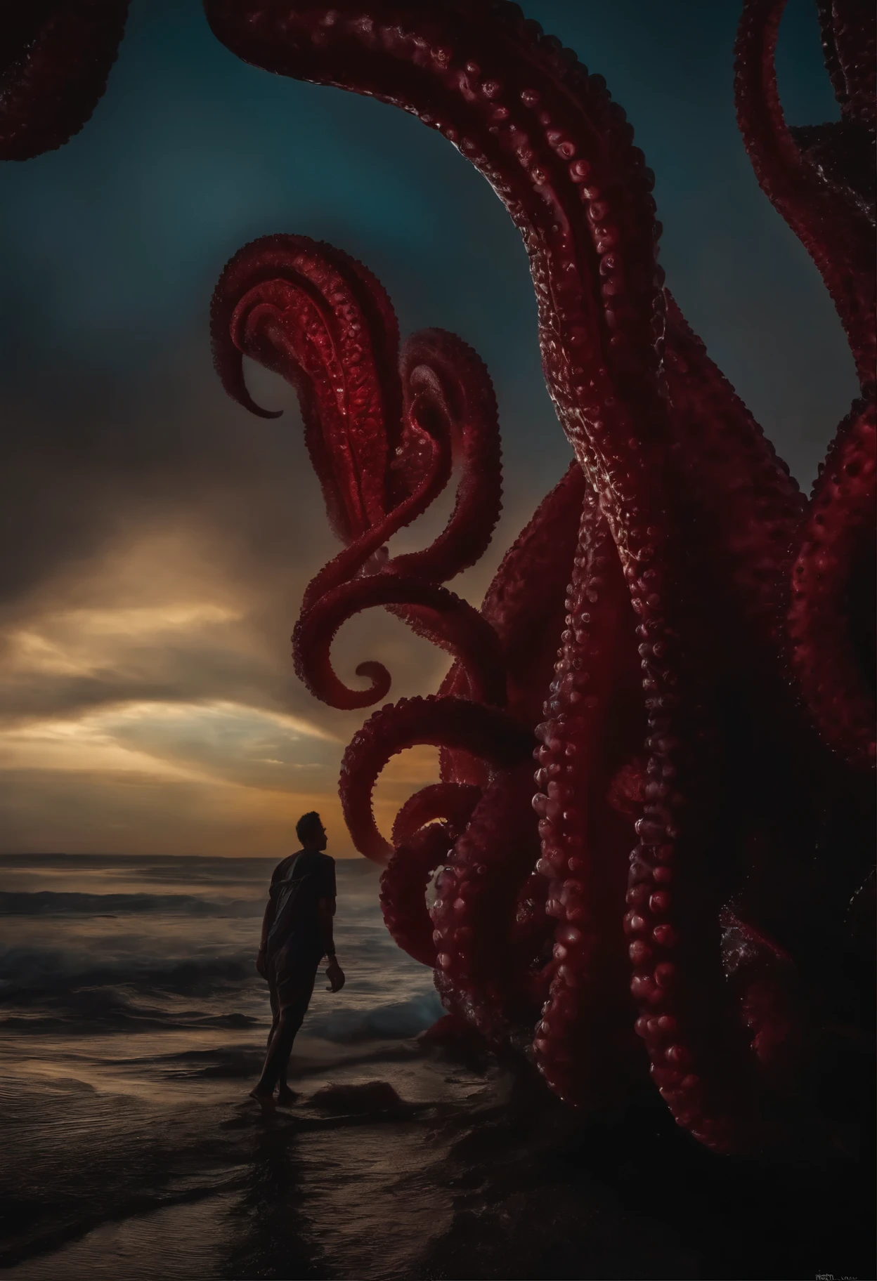 This is a guy who can't even see his face, apenas uma sombra negra, com um par de olhos vermelhos gigantes, encircled by something that looks like tentacles. Mysterious and great.