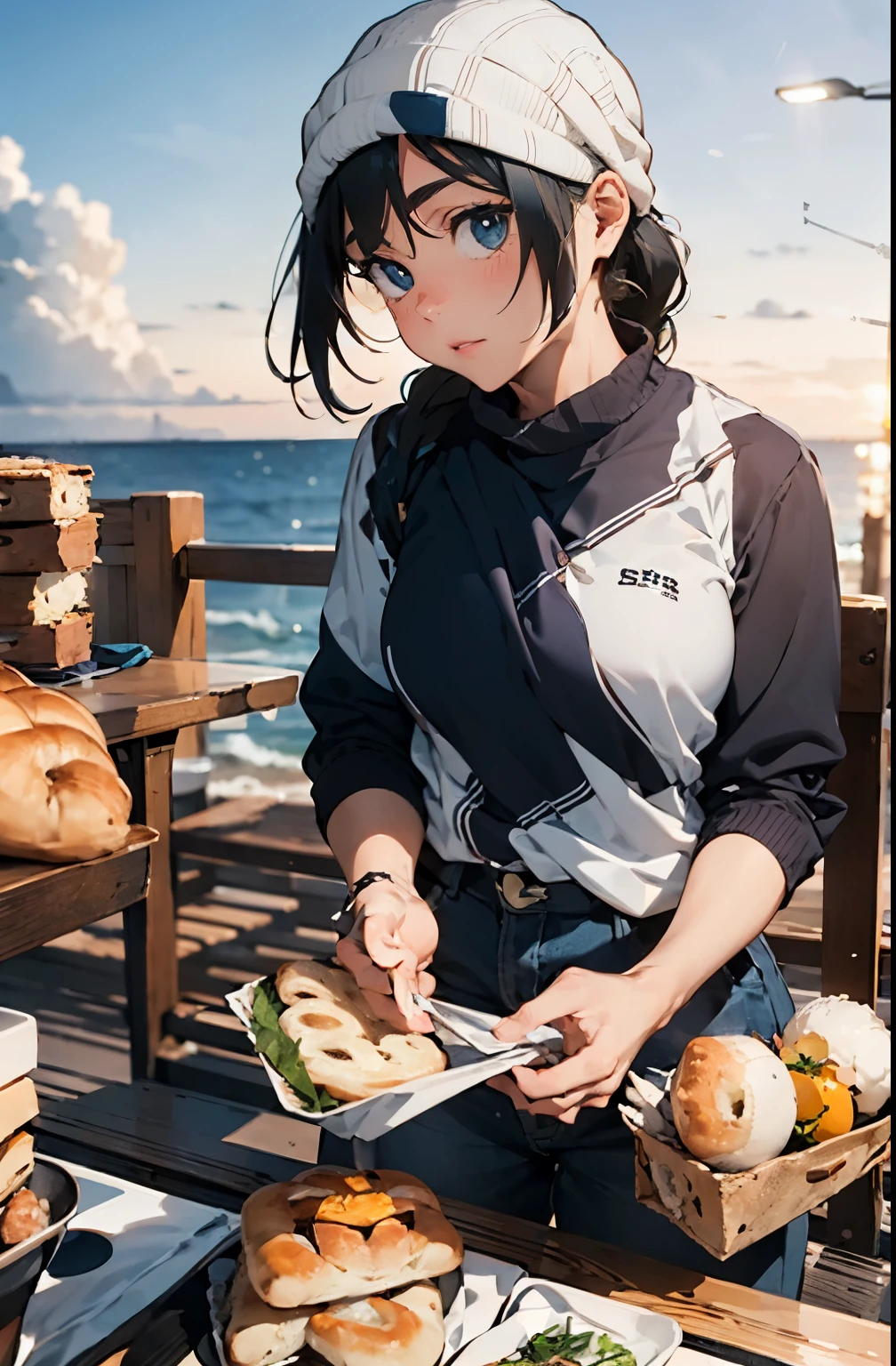 (table top, highest quality, 8k:1.2) table top, highest quality, 1 girl, (sea bread:1.3), topless, blush, embarrassing, Exhibitionism, beach, ,NSFW,beautiful,table top,pretty girl,very detailed and delicate,非常に細かくてbeautiful,beautiful and clear background, nipple, walk, put your hand on your chest,