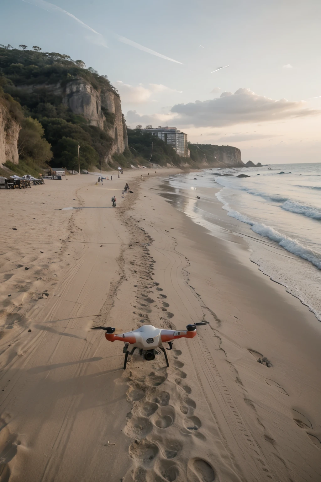 A drone in action in nature and on the beach
