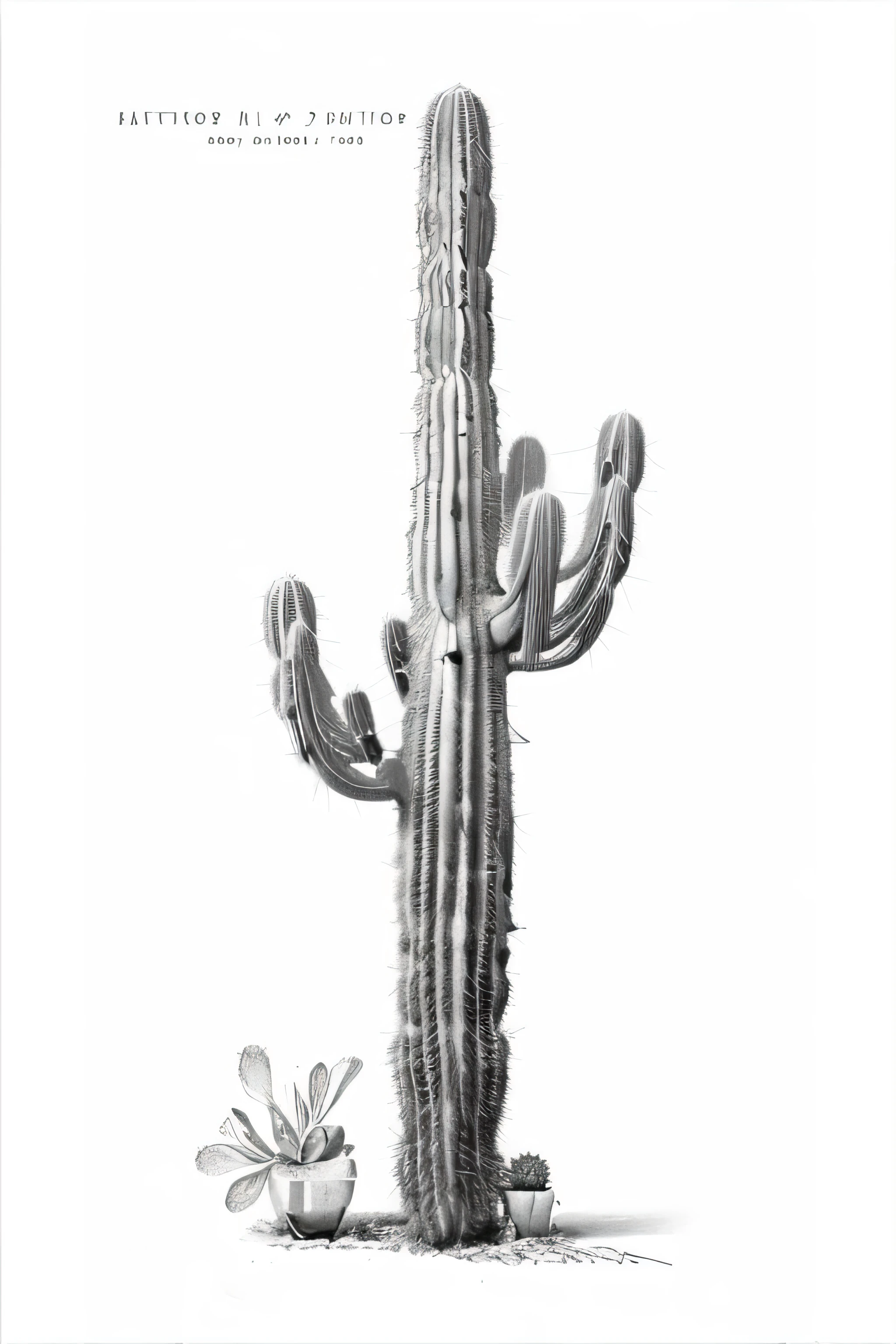 pencil sketch of a cactus plant, white background, hyper detailed 