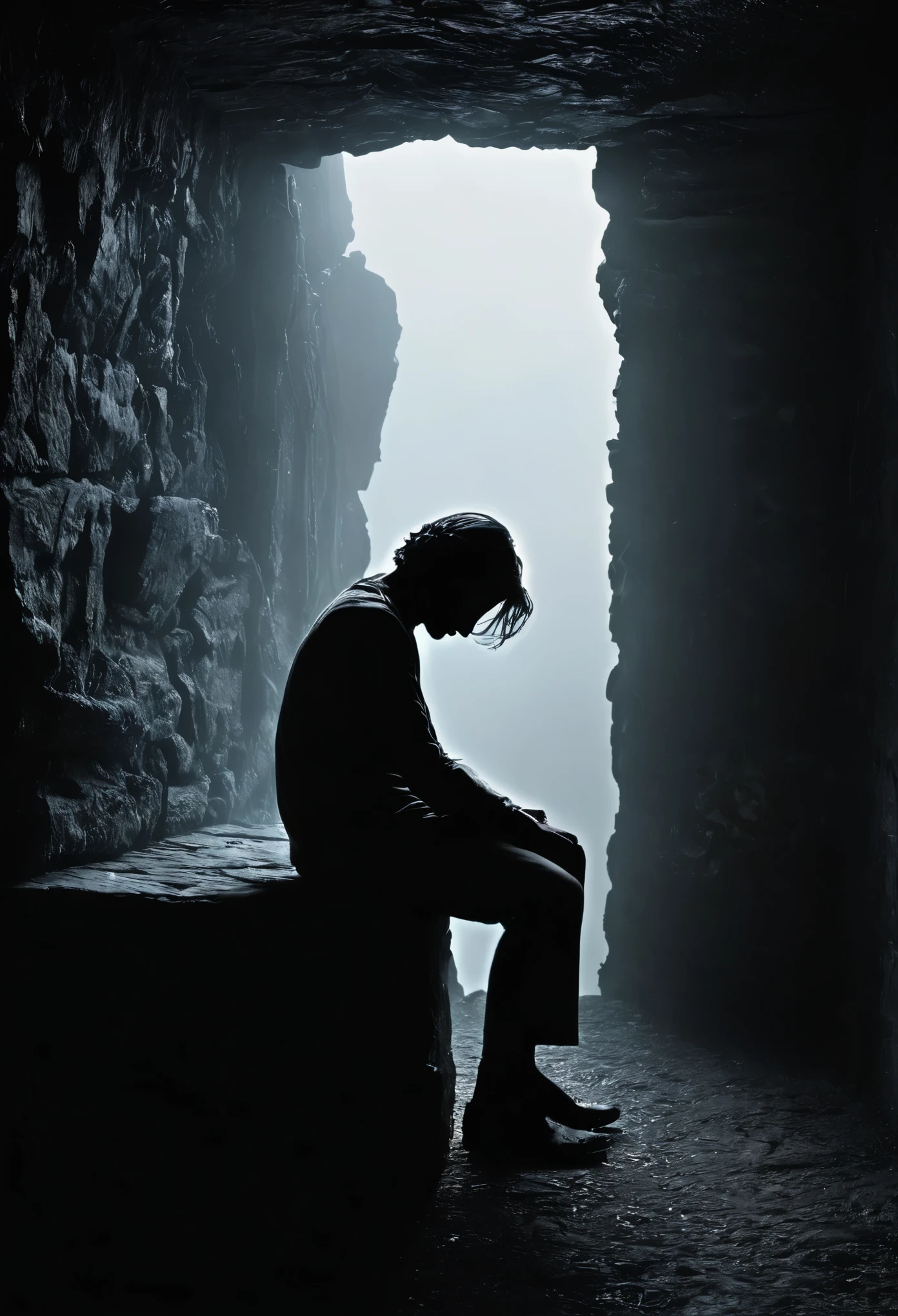 a sad, depressed person sitting in a dark cold room thinkingbthe following:


In the suffocating embrace of my dim, dark room, I sit perched on the precipice of despair. The night stretches its gnarled fingers, each second elongated into an eternity of desolation. Shadows dance upon the walls, mocking my futile struggle against the relentless insomnia that gnaws at my sanity. My mind, a tempest of disoriented thoughts, swirls like Dante's infernal winds, carrying me deeper into the abyss

And so, I sit—an insomniac philosopher, a fractured psyche—lost in the labyrinth of my own thoughts. The darkness swallows me whole, and I wonder if oblivion would be a kinder fate. Perhaps, in the quietude of nonexistence, I might find solace. But for now, I remain—a wretched Prometheus, bound to my own suffering, my mind a tempest of despair.