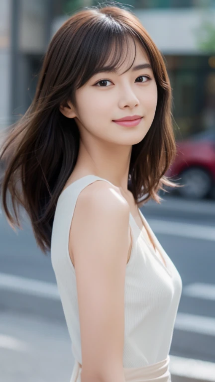1girl in,beautiful model , Instagram (Photorealistic, High resolution:1.4), ((Puffy eyes)), Looking at Viewer, , Full body (8K, Raw photo, Best Quality, masutepiece:1.2), (Realistic, Photorealsitic:1.37),(Sharp Focus:1.2), Professional Lighting, Photon mapping, Radio City, Physically-based rendering, (Realistic skin:1.2),( Big breasts), Looking at Viewer, (Middle hair:1.5),, Purple eyes, (sliver hair:1.1),Bangs, ( City Background:1.4), Solo, Upper body, Realistic,(masutepiece:1.4),(Best Quality:1.4),(Shiny skin),fashi-girl,makeup,Smile(skinny,Closed mouth,Shy :1.3) , Shoulder,fulcolor:1.1),Medium bust,Sexy Pose , ((Full body photo of full nude body))