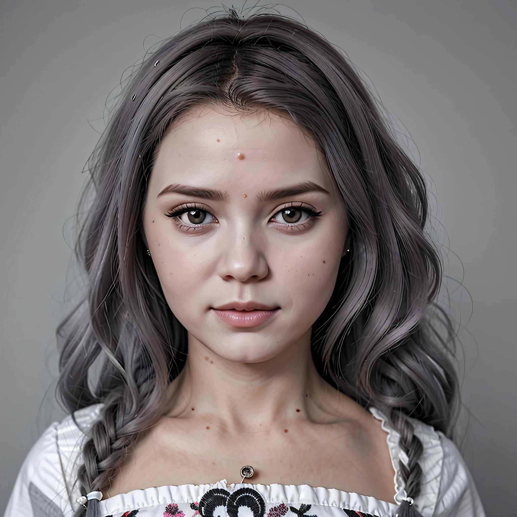 (Estilo de pintura realista:0.9), Obra maestra, Mejor calidad, absurdos, Mirando al espectador, solo, (babydoll gris:1.5), bronya zaychik, pupilas rojas, pechos grandes, pelo largo, Pelo gris, golpes, ojos grises, pendientes, perforar el cabello, pelo entre los ojos, adorno para el pelo, (Picardias:1.3), transparente, cama, inexpresivo