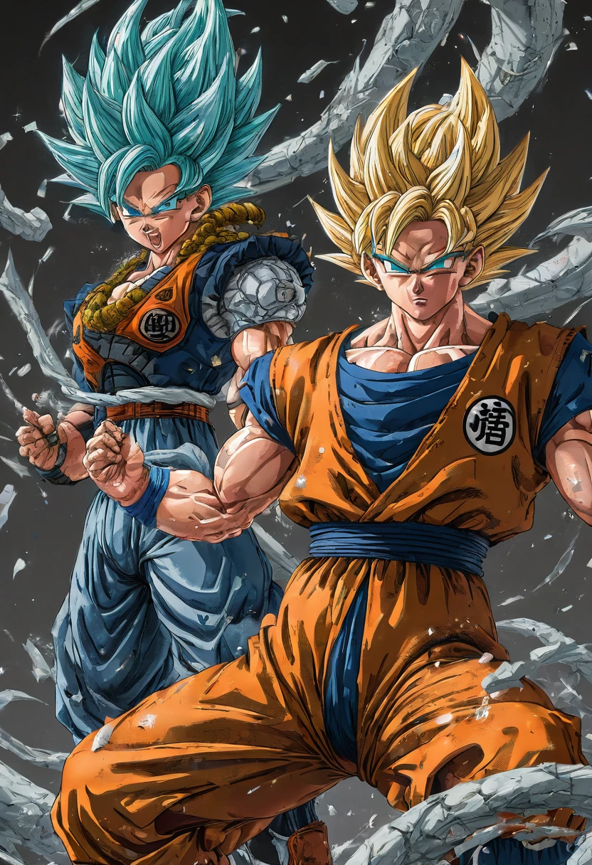 illustration, Dragonball, fighting, best quality, perfect masterpiece, Representative work, official art, Professional, high details, Ultra intricate detailed