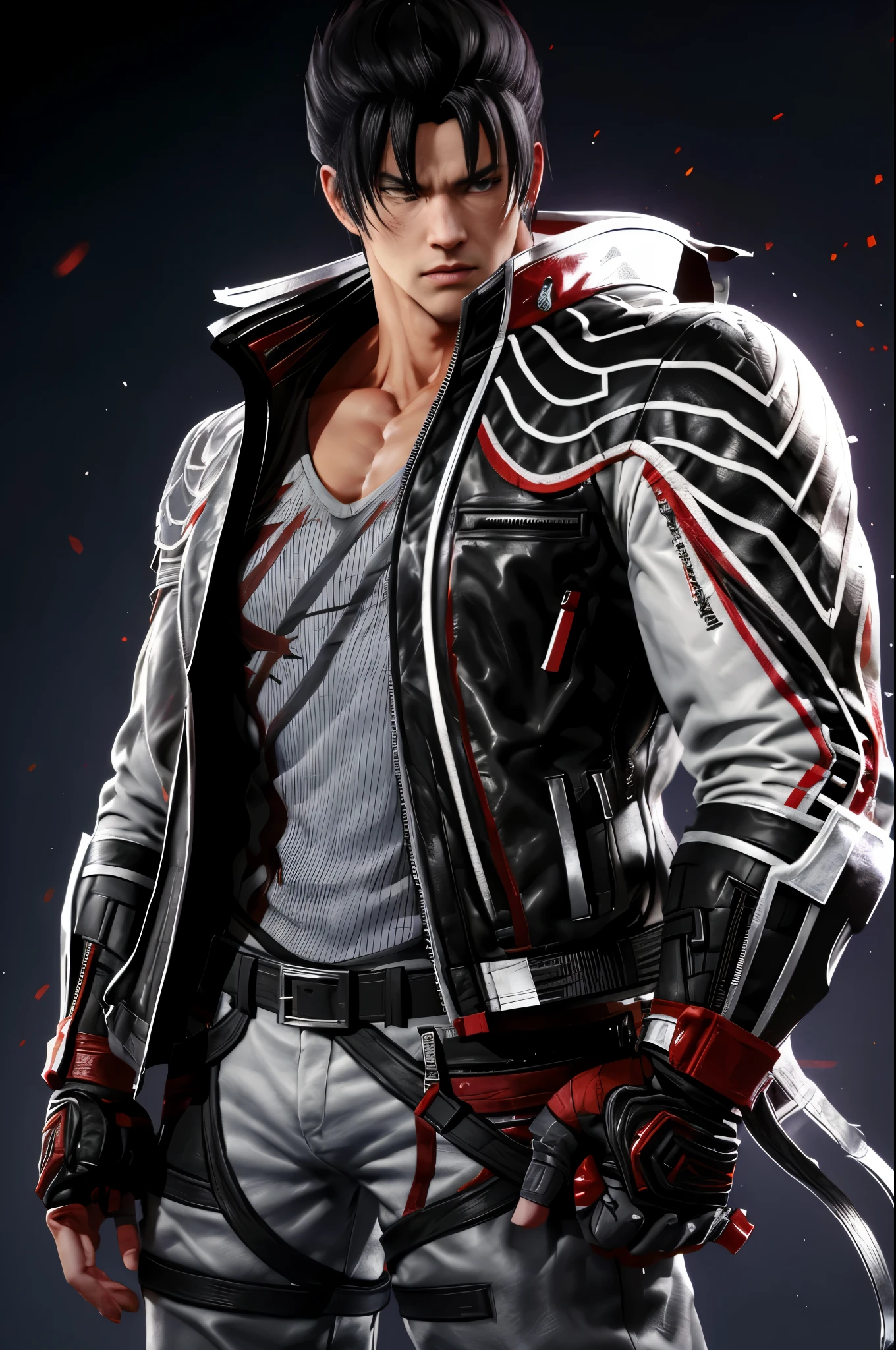 anime character with sword and armor standing in front of a dark background, as a character in tekken, character from king of fighters, fighting game character, 8 k character details, thancred waters in style of wlop, tsurumaki kazuya, 3 d render character art 8 k, tekken 7, king of fighters style, thancred waters