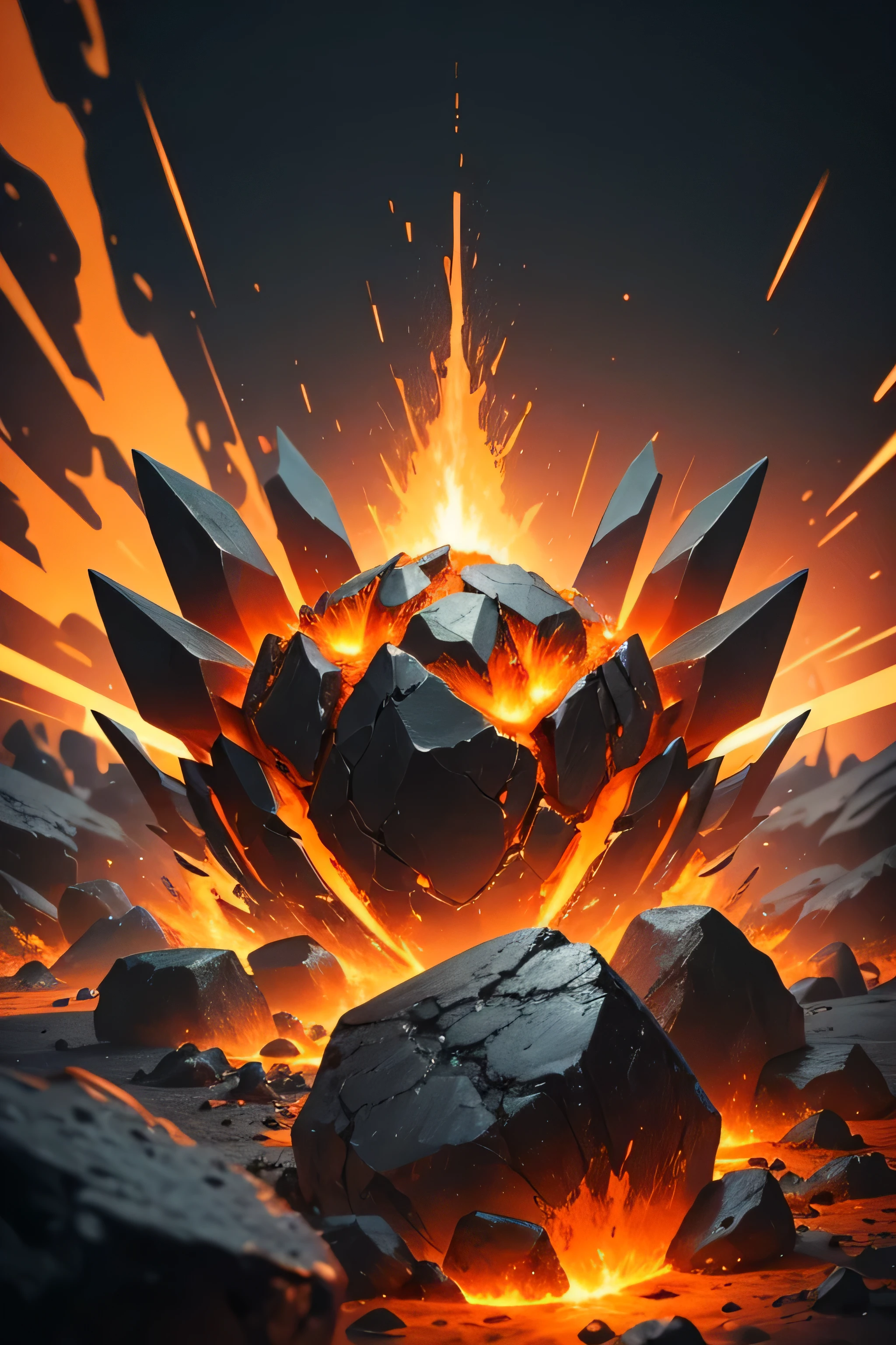 make a logo, gaming, few sparks or details behind, make it orange and black theme, explosion, lava rocks