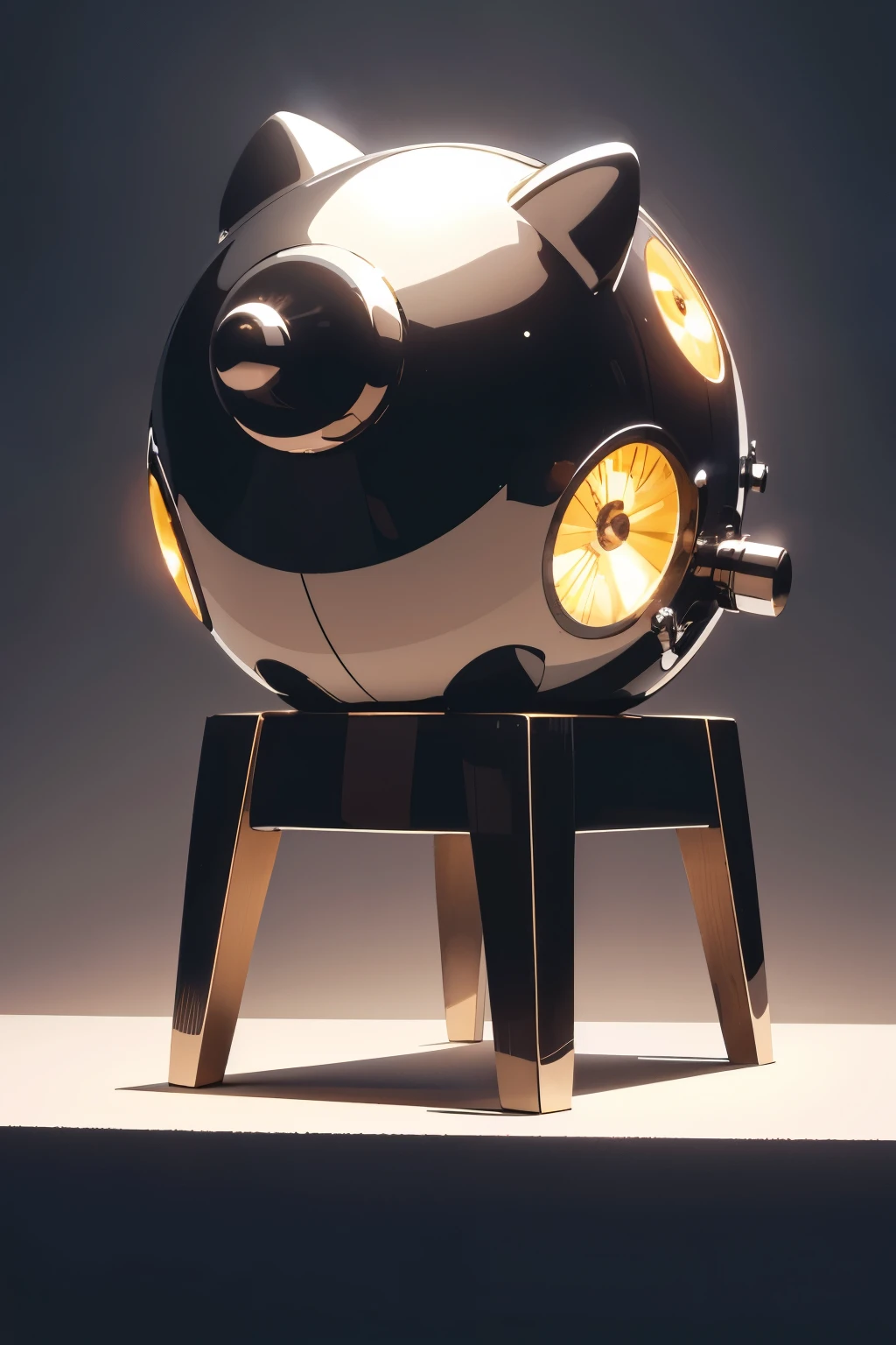 Giant metal pig, a simple yet intriguing illustration, showcases an enormous mechanical pig made entirely of metal. Its body is shimmering under the light, each curve and line perfectly defined. The pig's large, round eyes are made of glowing orbs, and its snout sports a tiny, sharp nose. The simple yet detailed design gives an allure of curiosity and mystery. This metal pig, though a simple illustration, captivates the senses with its unique character and meticulous craftsmanship. It's a masterpiece in its own right, boasting a high level of detail that makes it stand out in the crowd. The metal pig's simplicity belies its captivating