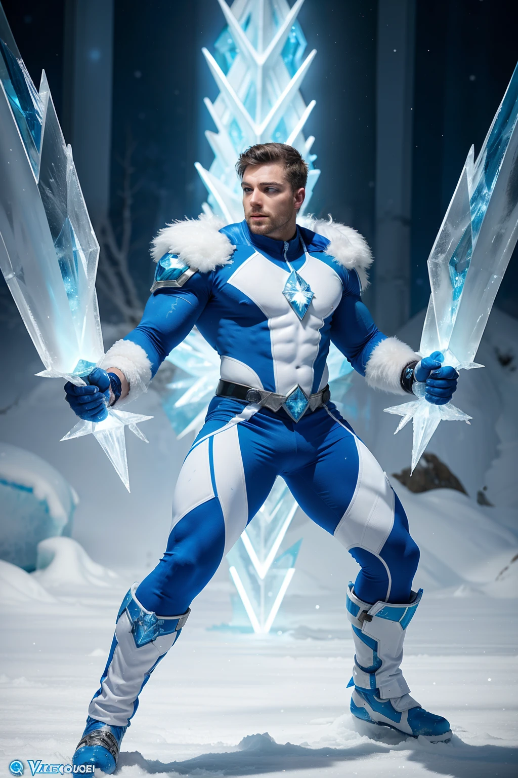 Arctic Frost Ranger: A suit featuring icy blue and frosty white hues, accented with snowflake patterns and frost crystals. This Ranger commands the power of ice and cold, with abilities such as creating blizzards, forming ice constructs for defense, and freezing enemies in their tracks. Frostbite Ranger: A suit with icy blue and white colors, like snow and ice. This Ranger can freeze enemies with ice blasts, create protective ice shields, and summon blizzards to slow down foes.