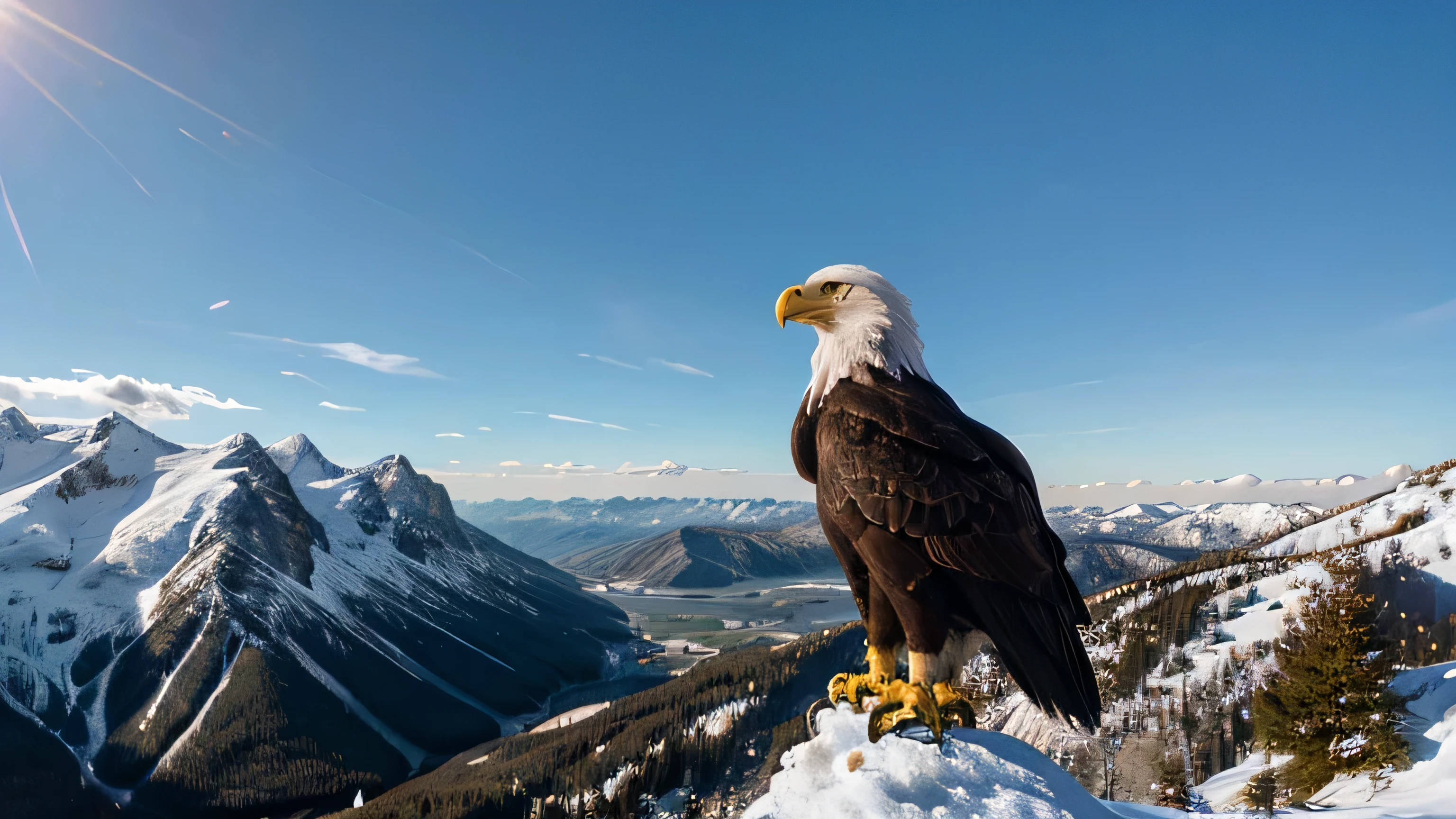 an eagle on the mountain ultra realistic ultra detailed beautiful image