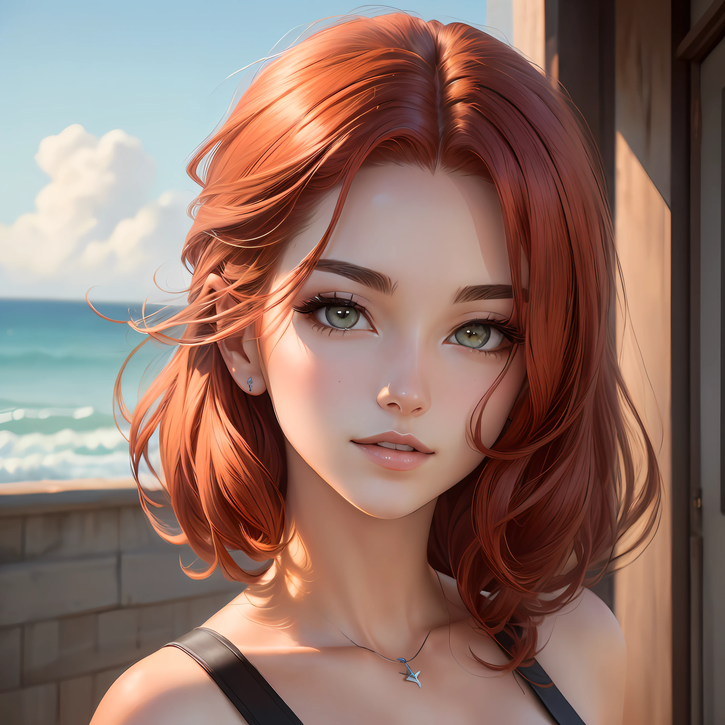 Ruiva, 4k, [[[fechar-se]]], realista, anime, cabelo vermelho