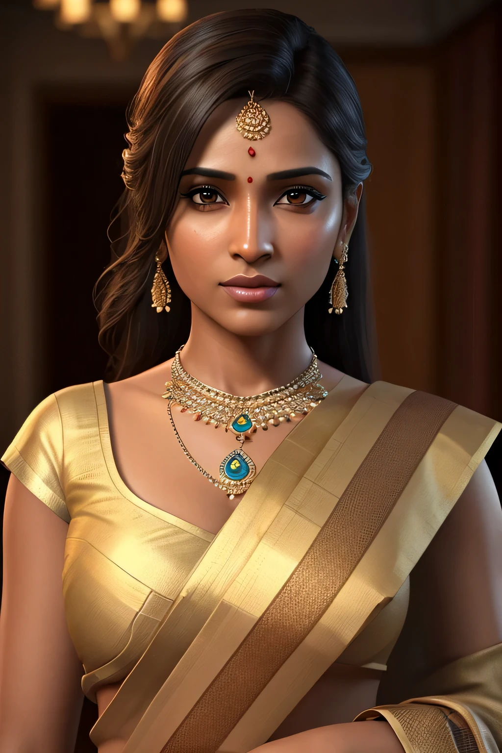 beautiful mature Indian 25 year old girl brown skin color, wearing a saree wedding outfit, in a party setting, photorealistic, photo, masterpiece, realistic, realism, photorealism, high contrast, photorealistic digital art trending on Artstation 8k HD high definition detailed realistic, detailed, skin texture, hyper detailed, realistic skin texture, armature, best quality, ultra high res, (photorealistic:1.4), high resolution, detailed, f1.6 lens rich colors hyper realistic lifelike texture dramatic lighting unrealengine.