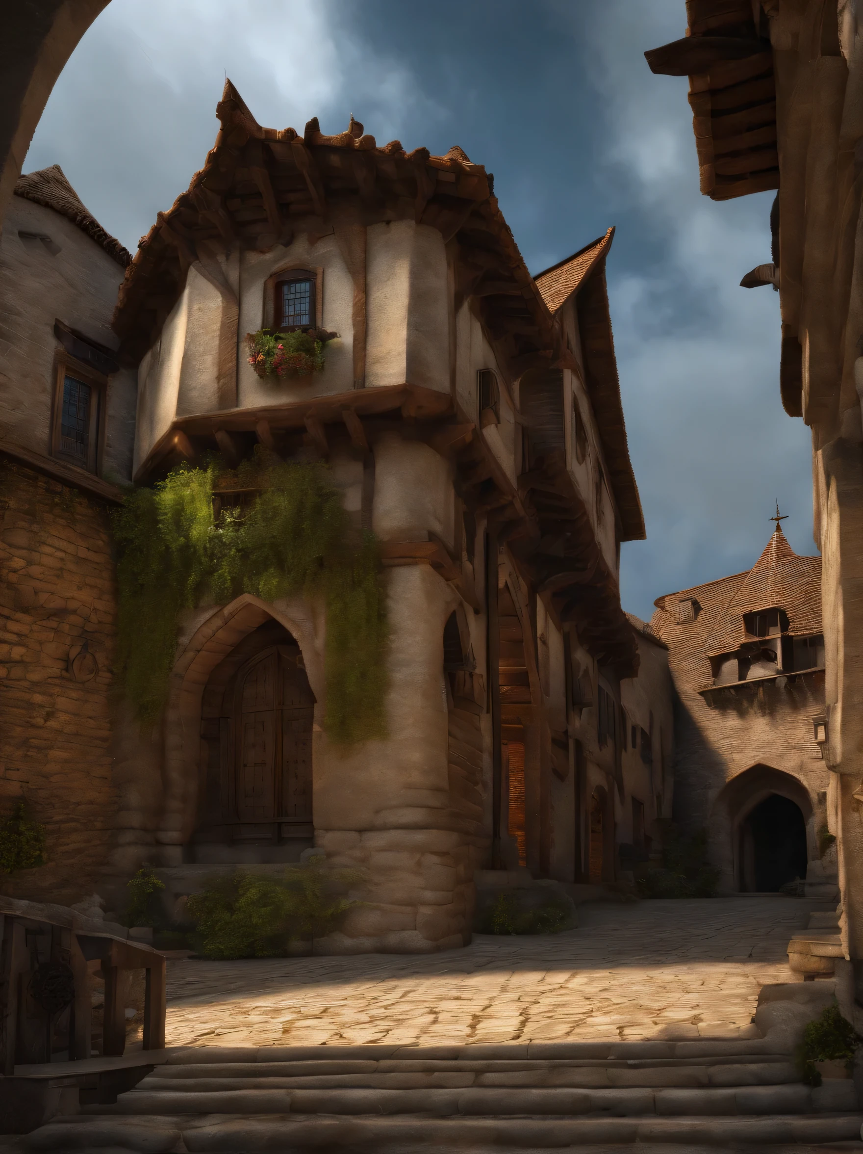 one-story medival bulding, in medival city, ultra hight quality, best quality,