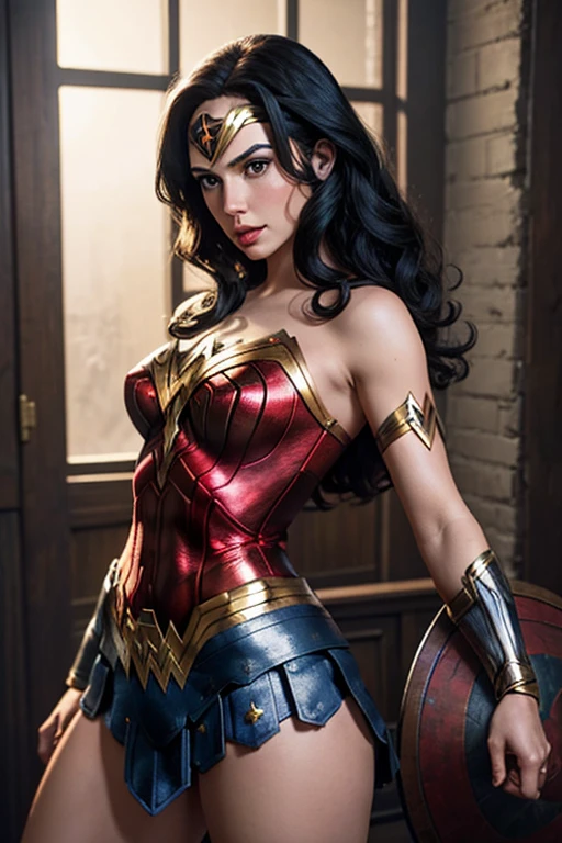 "Create a picture of Wonder Woman in her DC Bombshells outfit."