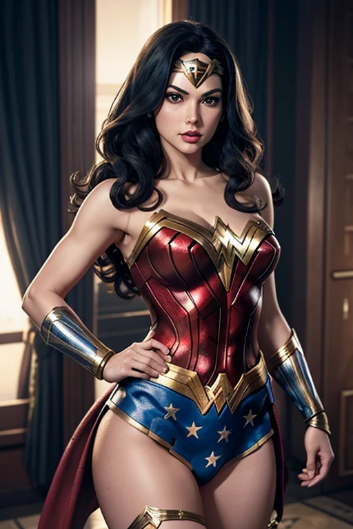 "Create a picture of Wonder Woman in her DC Bombshells outfit."