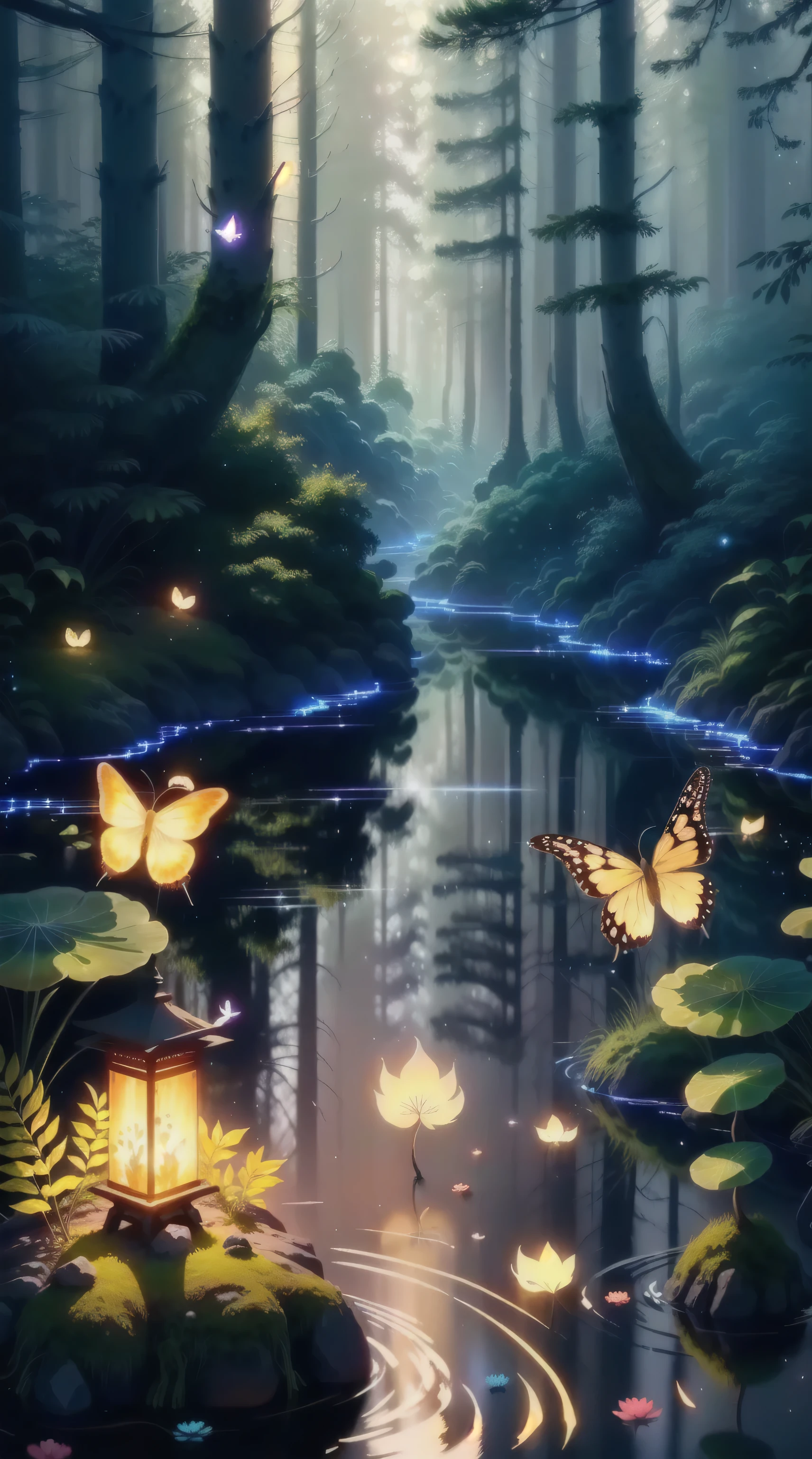 uma obra-prima, the melhor qualidade, reflexos deslumbrantes, the best reflections of all time. (Best quality very detailed 8k CG unity wallpapers), (best illustrationsbest shadows), forest theme with elementos naturais. tall trees, riachos tranquilos, pequenos cogumelos brilhantes rodeados de delicadas folhas e ramos, with vagalumes and brilhoing particle effects,, (elementos naturais), (Tema Selva), (folhas), (galhos), (vagalumes), borboletas, (delicate folhas), (brilho), (particle effects). , Isometric 3D, octane rendering, ray traced, super detalhado