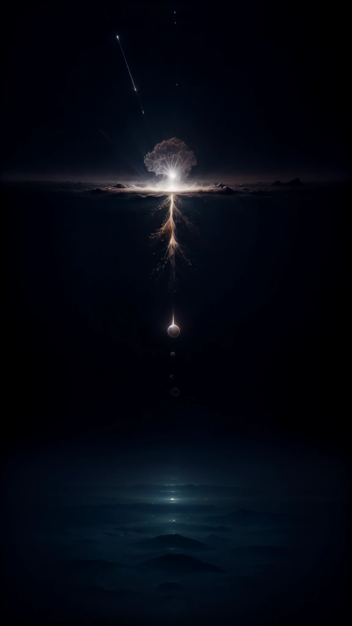 (best quality,4k,highres,masterpiece:1.2),ultra-detailed,(realistic,photorealistic,photo-realistic:1.37),distant nebulae,volumetric lighting,dynamic and immersive,liminal feel,minimalistic,stars,glowing,soft colors,ethereal,awe-inspiring luminousness,space,cosmic,mysterious,serene,tranquil,subtle contrast,sublime,delicate brushwork,Aesthetic,artistic,sublime,intricate patterns,abstract,mesmerizing,depth,mind-bending perspective,soothing,harmonious,atmospheric,magical,calm,surreal,dream-like,spacious, minimalistic, (((minimalistic))), minimalistic, minimalistic, minimalistic, ((dark)), dark colours, black, less colourfull, (((NO humans)))