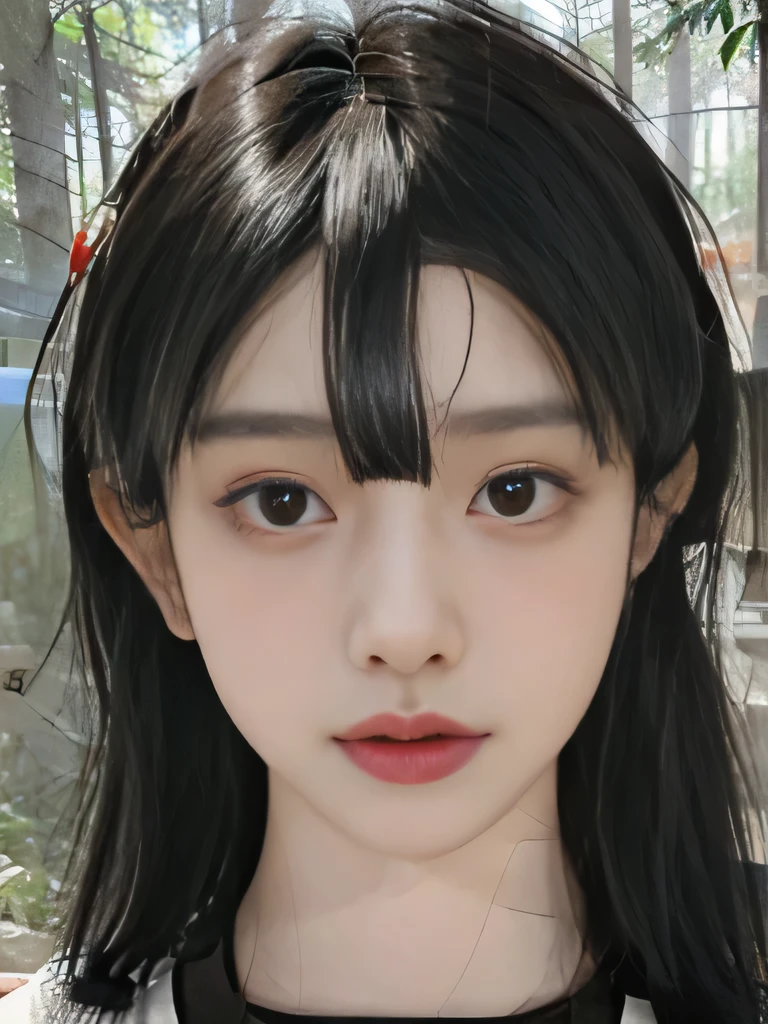 1girl、Kunoichi's costume、in the forest、outside、Background of the Edo period、ninja headband、ninja mask、clear eyes、upper body close-up、clavicle show、