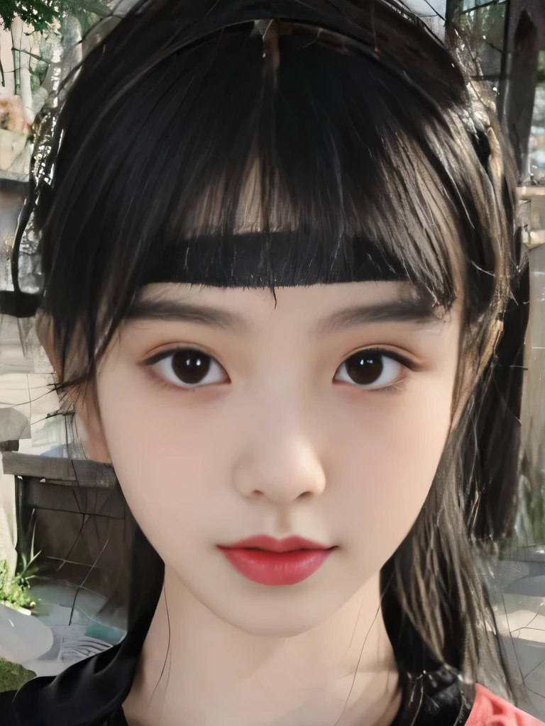 1girl、Kunoichi's costume、in the forest、outside、Background of the Edo period、ninja headband、ninja mask、clear eyes、upper body close-up、clavicle show、