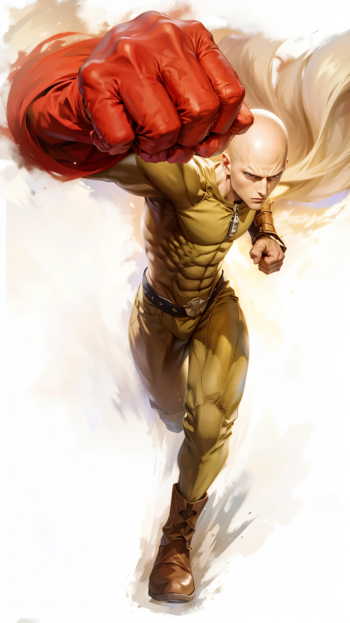 Night, the background is the starry sky universe, absurd resolution, high resolution, (masterpiece: 1.4), hyper detail, 1boy, mature man, one-punch man, Saitama, grim expression