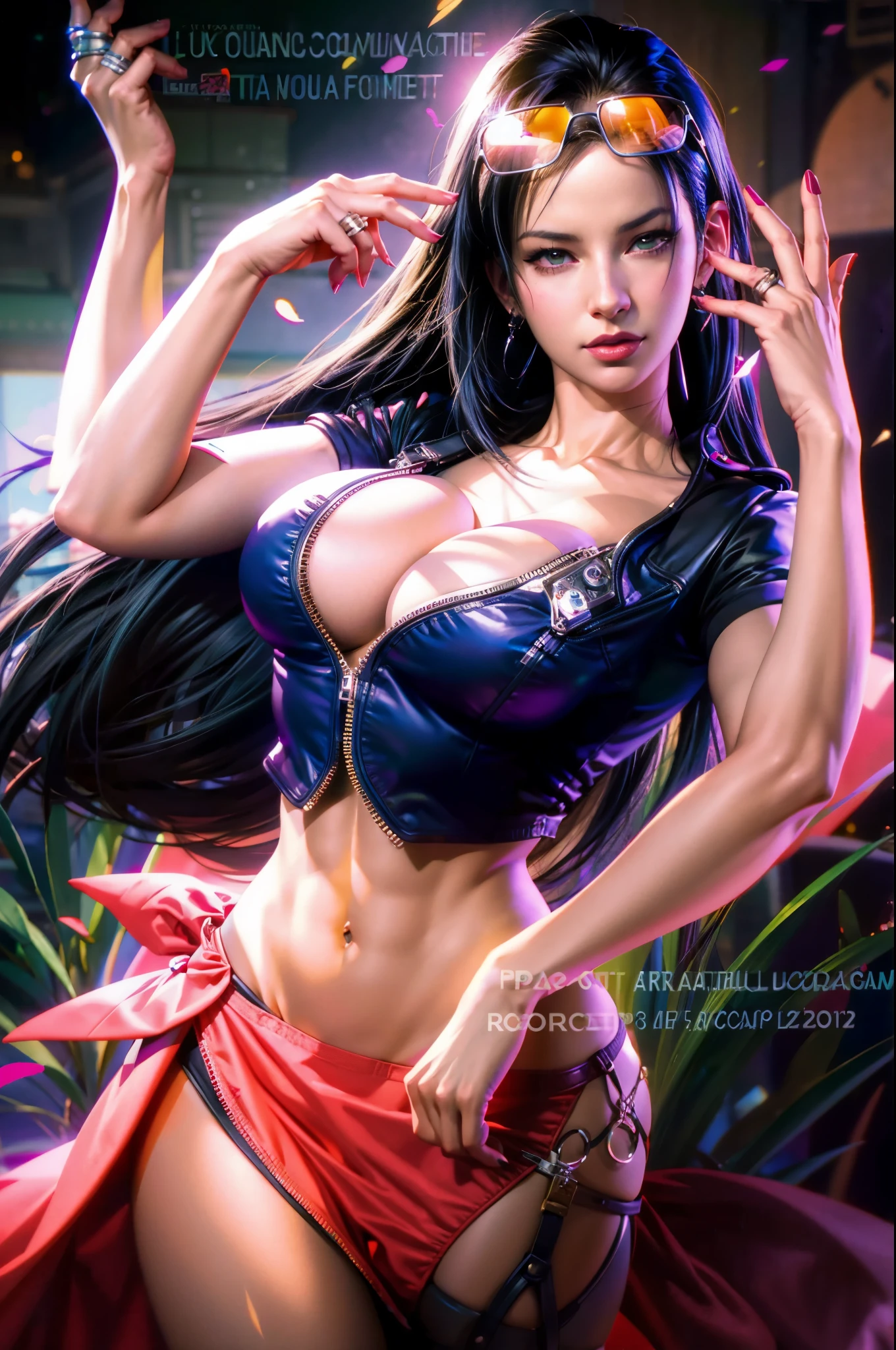 a woman in a bikini top and sunglasses posing for a picture, seductive tifa lockhart portrait, tifa lockhart portrait, tifa lockhart, tifa lockheart, portrait of tifa lockhart, nico robin, tifa, glamorous tifa lockheart, senna from league of legends, extremely detailed artgerm, advanced digital anime art, artgerm. anime illustration