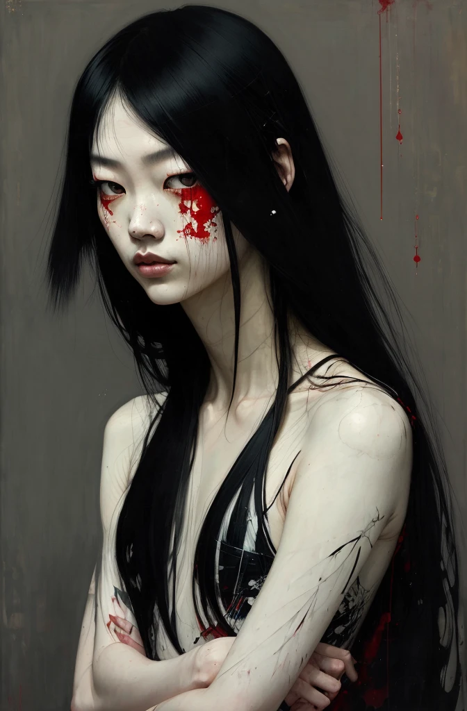 ( yae miko : 0.8 ) , there is ugliness in beauty, but there is also beauty in ugliness. in the style of adrian ghenie, esao andrews, jenny saville, edward hopper, surrealism, dark art by james jean, takato yamamoto, inkpunk minimalism
