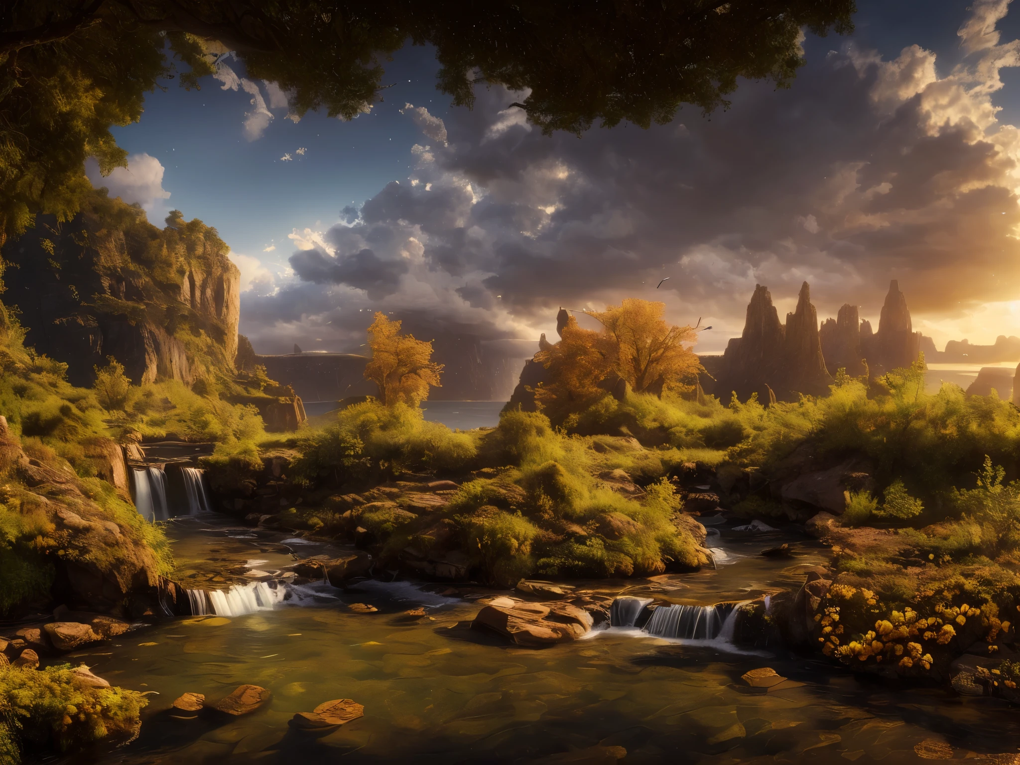 landscape,water,(Highly detailed CG Unity 8k wallpaper), the most beautiful works of art in the world,professional majestic oil painting,Complex, high detail, sharp focus, dramatic, Photorealistic pictorial art