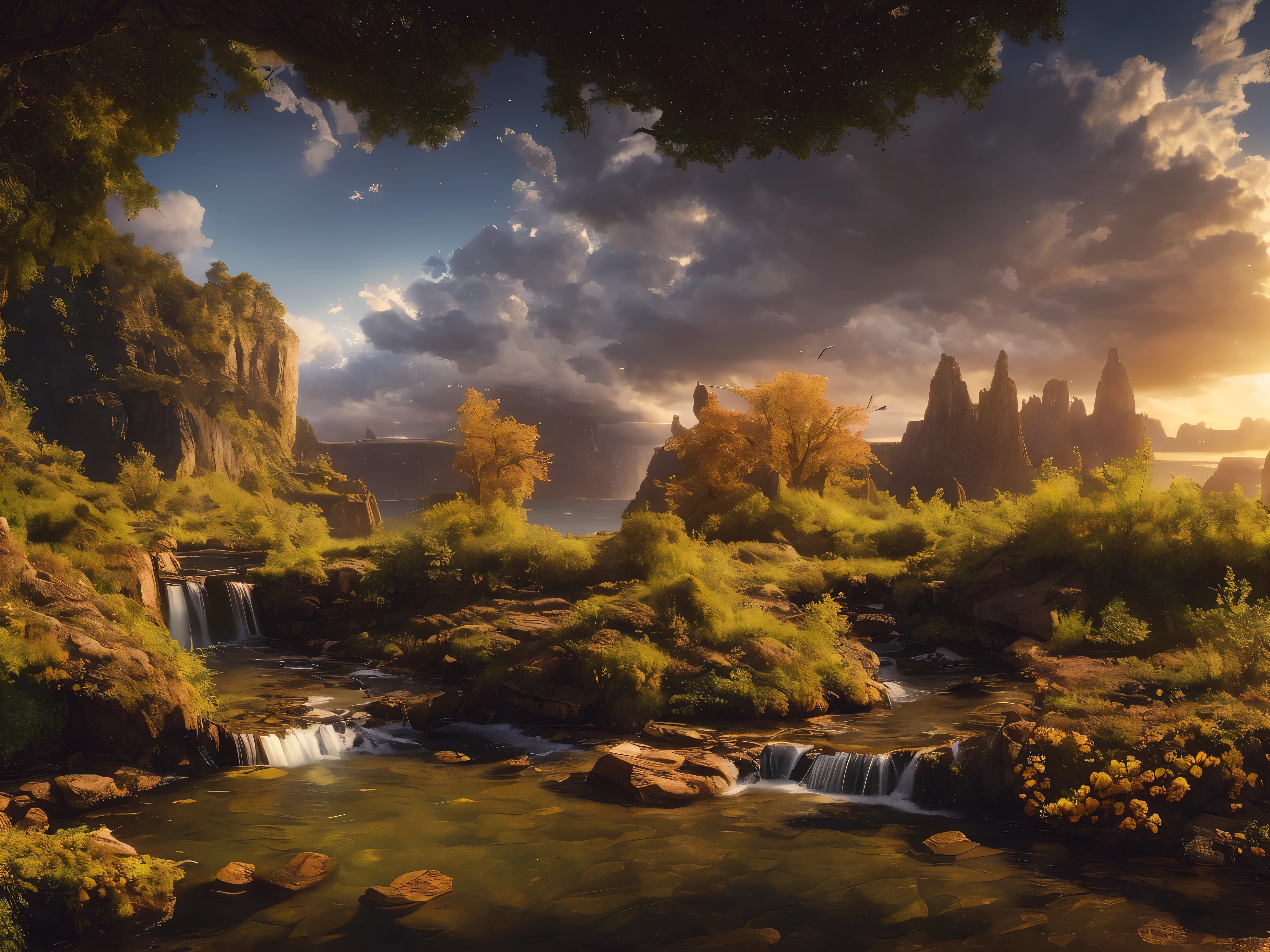 landscape,water,(Highly detailed CG Unity 8k wallpaper), the most beautiful works of art in the world,professional majestic oil painting,Complex, high detail, sharp focus, dramatic, Photorealistic pictorial art