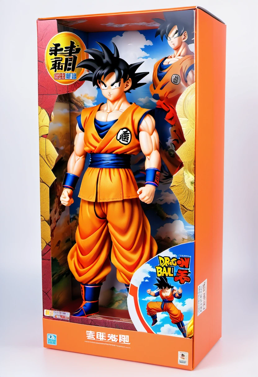 (best quality,4k,8k,highres,masterpiece:1.2),ultra-detailed, goku doll inside a box, product for sale, dragon ball