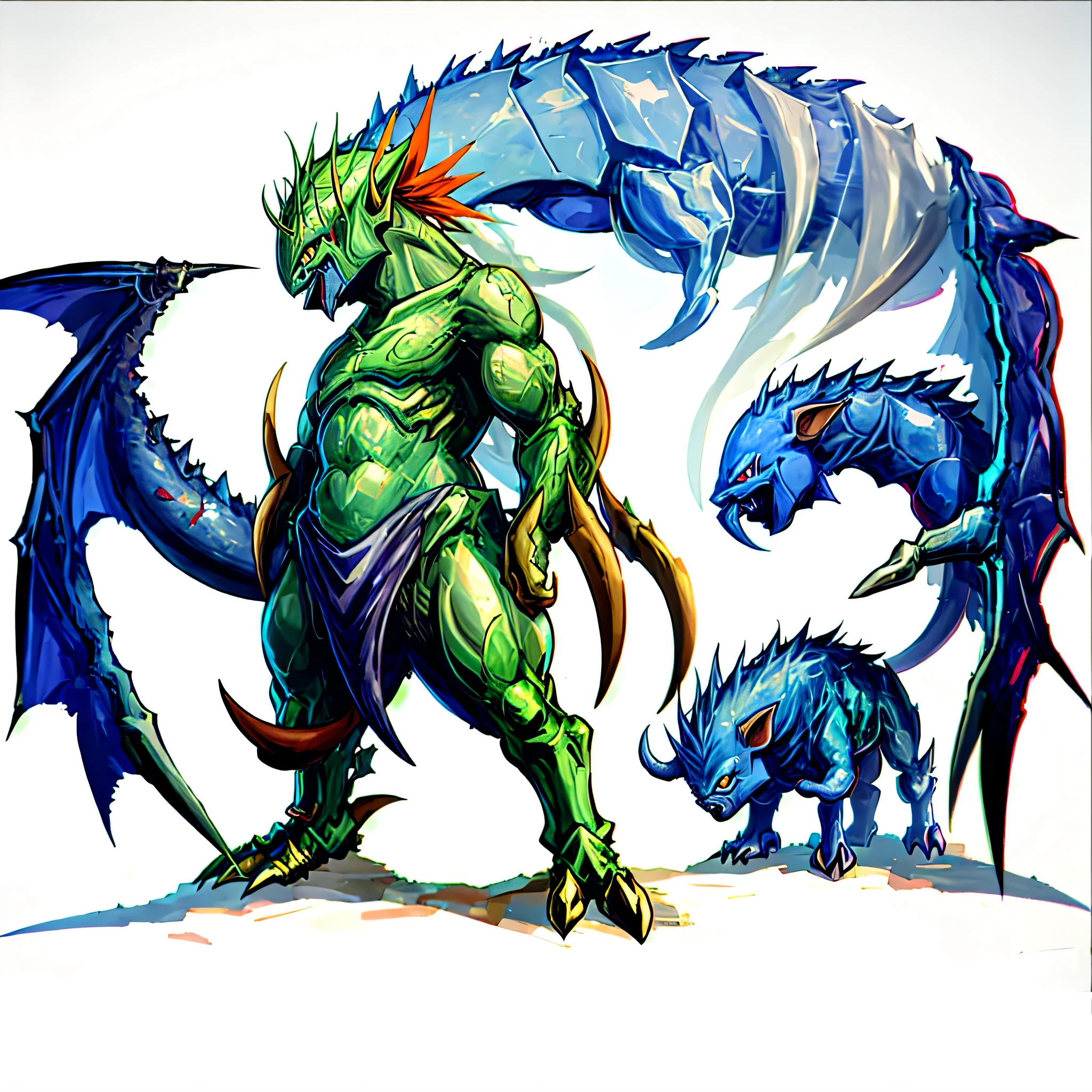 monster graphics,not human,fantasy,Chimera,blue Dragon,