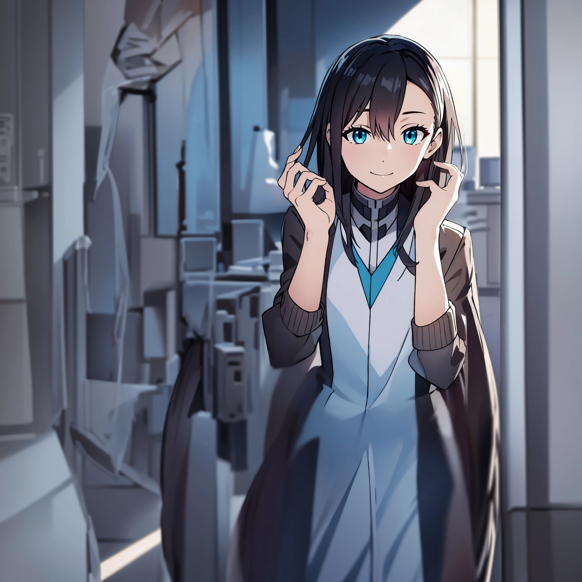 anime girl with blue eyes talking on a cell phone, with index finger, anime girl of the future, anime moe artstyle, anime visual of a cute girl, kantai collection style, young anime girl, mikudayo, attractive anime girl, beautiful anime high school girl, portrait anime space cadet girl, from arknights, an anime girl, cute anime girl