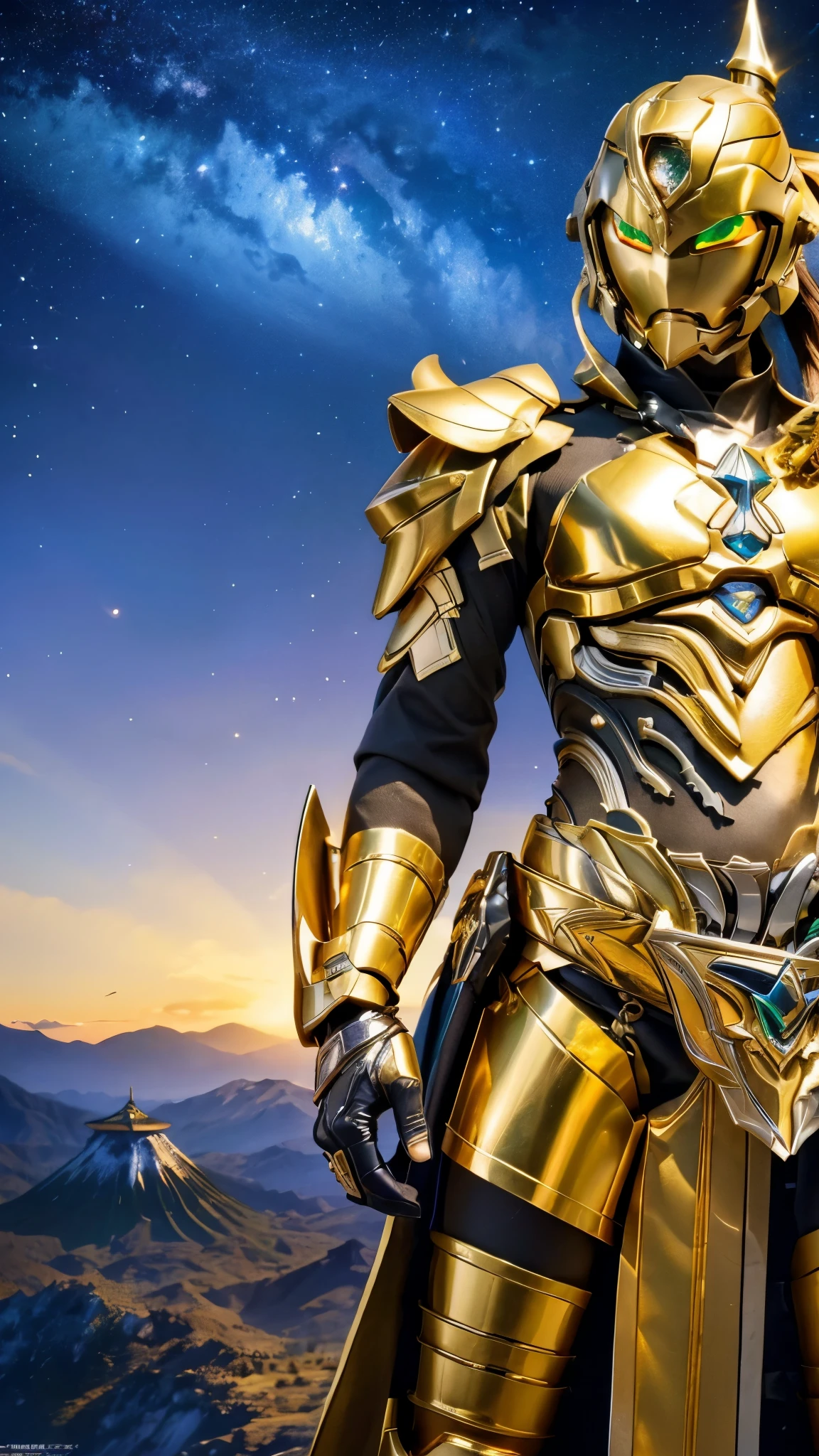 masterpiece,highest quality,ultra high resolution),japanese woman, very beautiful girl, Naïve girl、perfect limbs、perfect anatomy、radiant beautiful skin、Moist eyes、brown shiny hair、Colors and landscapes of youth、Premonition of Love Green and Gold Uniform、 metallic Green armor, high quality costumes, brass armor coat, masterpiece衣装, Green armor, Avan Uniform, gilded black uniform, gold armor suit, quality commander, combat uniform, Embroidered uniform guard, gold obsidian armor, smooth gold armor