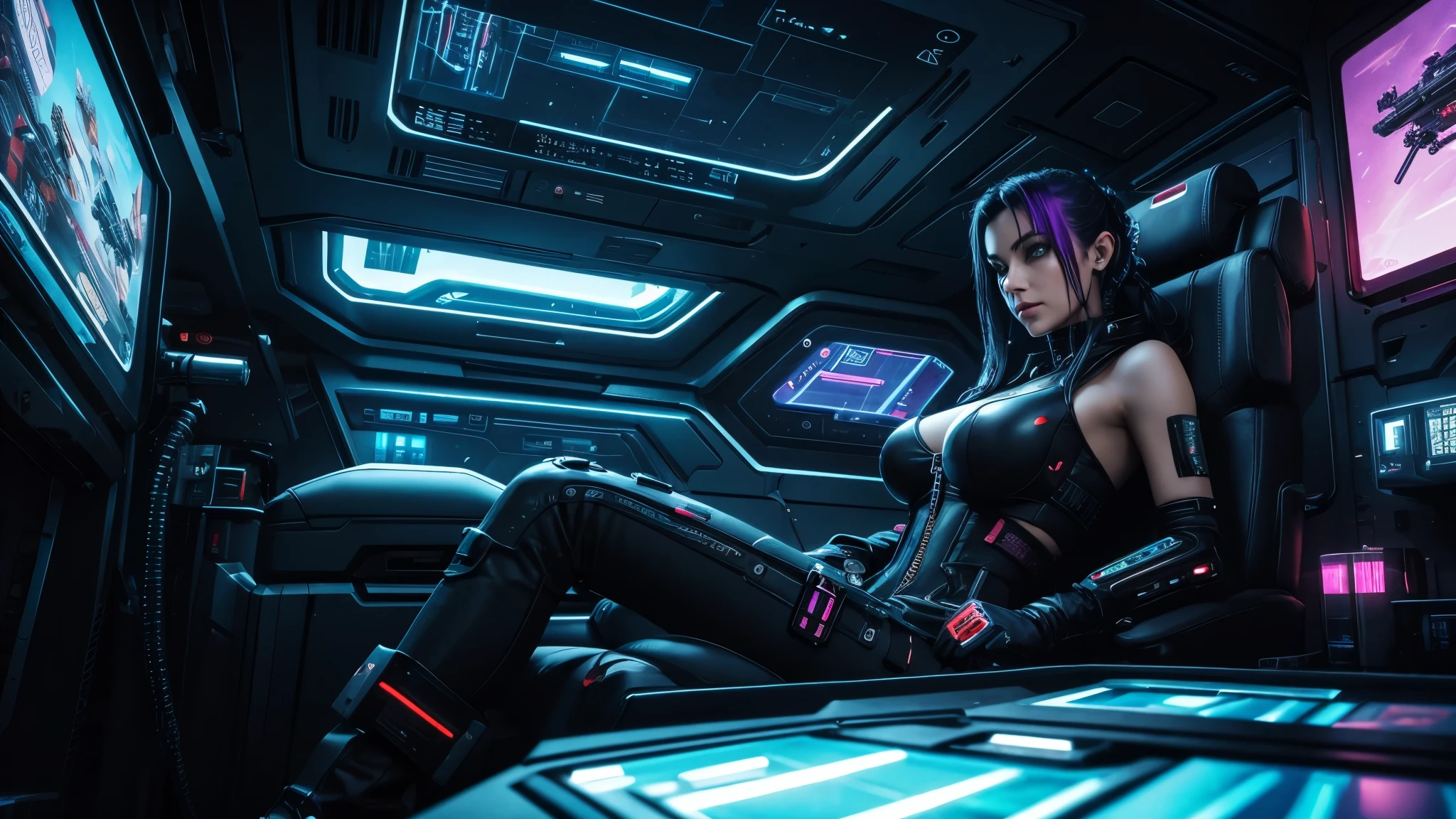 cyberpunk,medium tits, spaceship