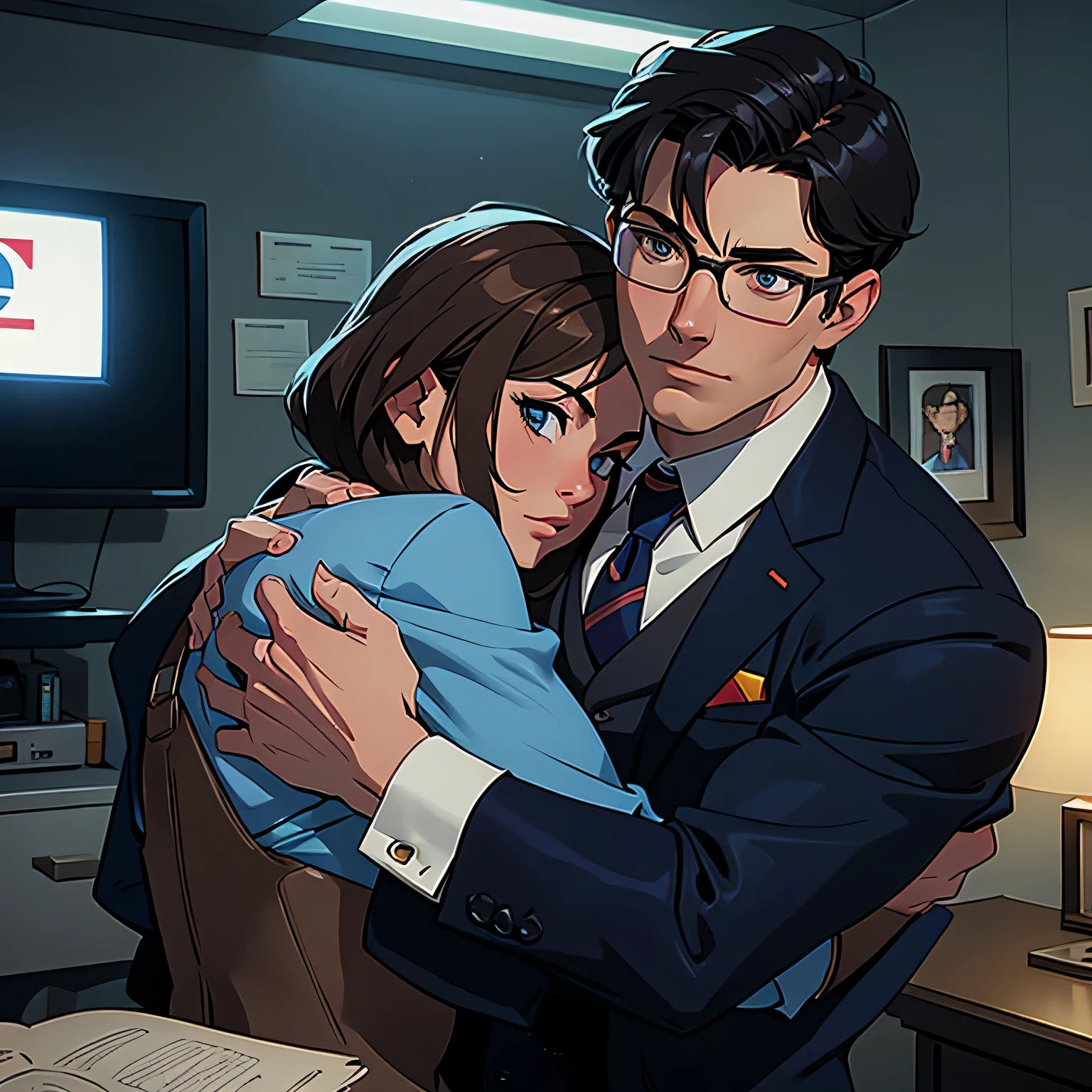 Clark Kent and Lex Luthor from the television series Smallville hugging 