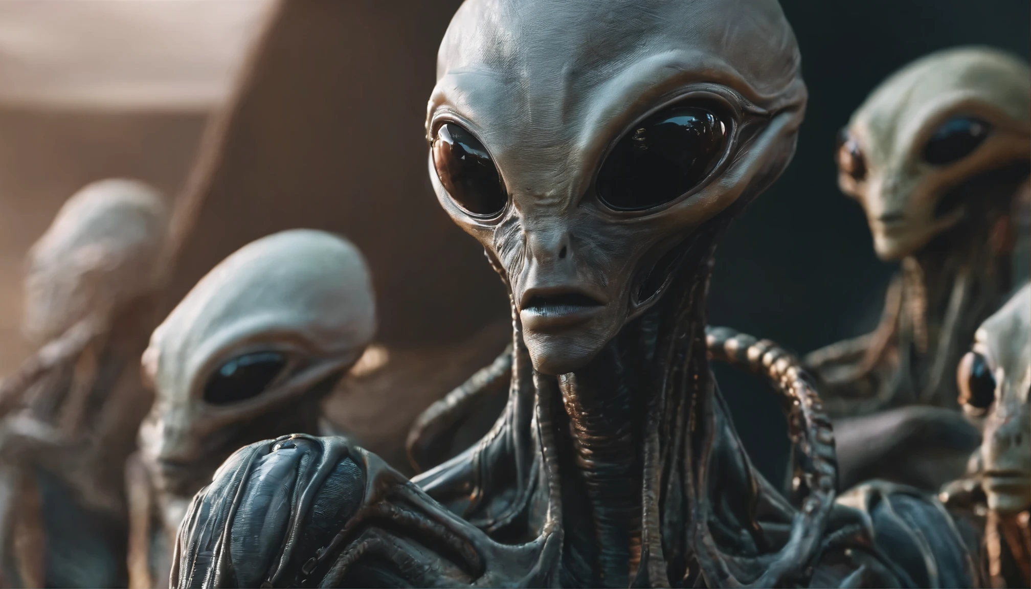 Different races of aliens., sharp focus, calidad 8k, foto cruda, detalles intrincados