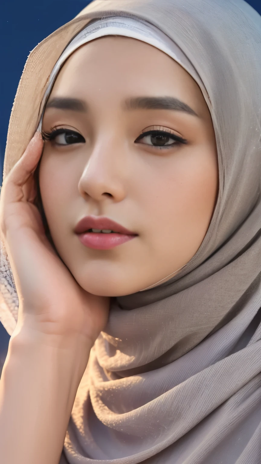 (best quality,4k,8k,highres,masterpiece:1.2),ultra-detailed,(realistic,photorealistic,photo-realistic:1.37),portrait,night scene,female,1girl,hijab malay girl,beautiful detailed face,detailed eyes,detailed lips,long eyelashes,soft lighting,peaceful expression,pensive mood,dark hijab,subtle makeup,loose hijab,flowing fabric,gentle breeze,strong perspective,bottom up view,naked body,flat breast with intricate details,vulva with intricate details,natural skin tones,moonlit sky in the background,star-filled sky,tranquil atmosphere,magical ambience,serene garden,revealing vulnerability,pure elegance,artistic composition